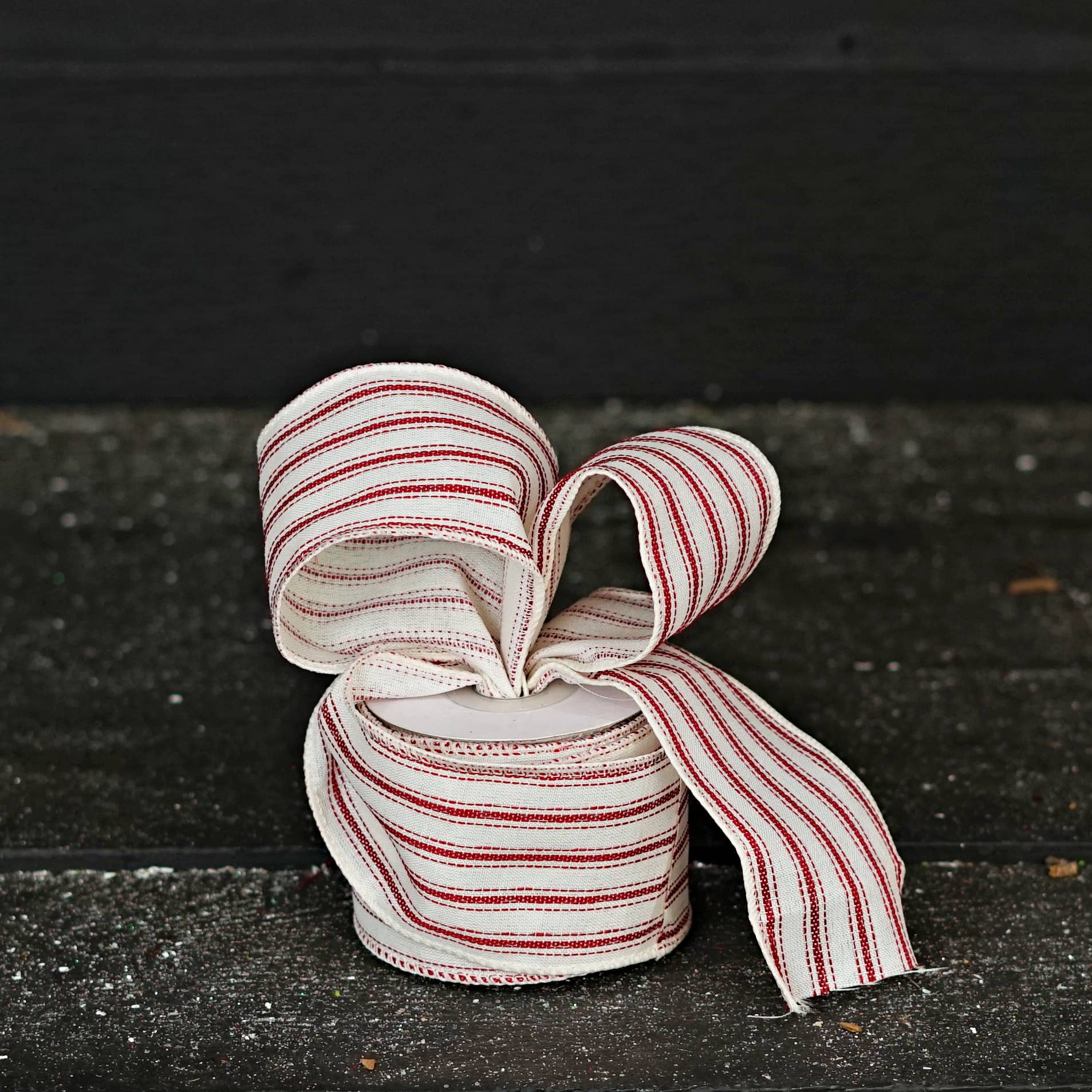 French Red White Stripe Wired Ribbon - Posh West Boutique
