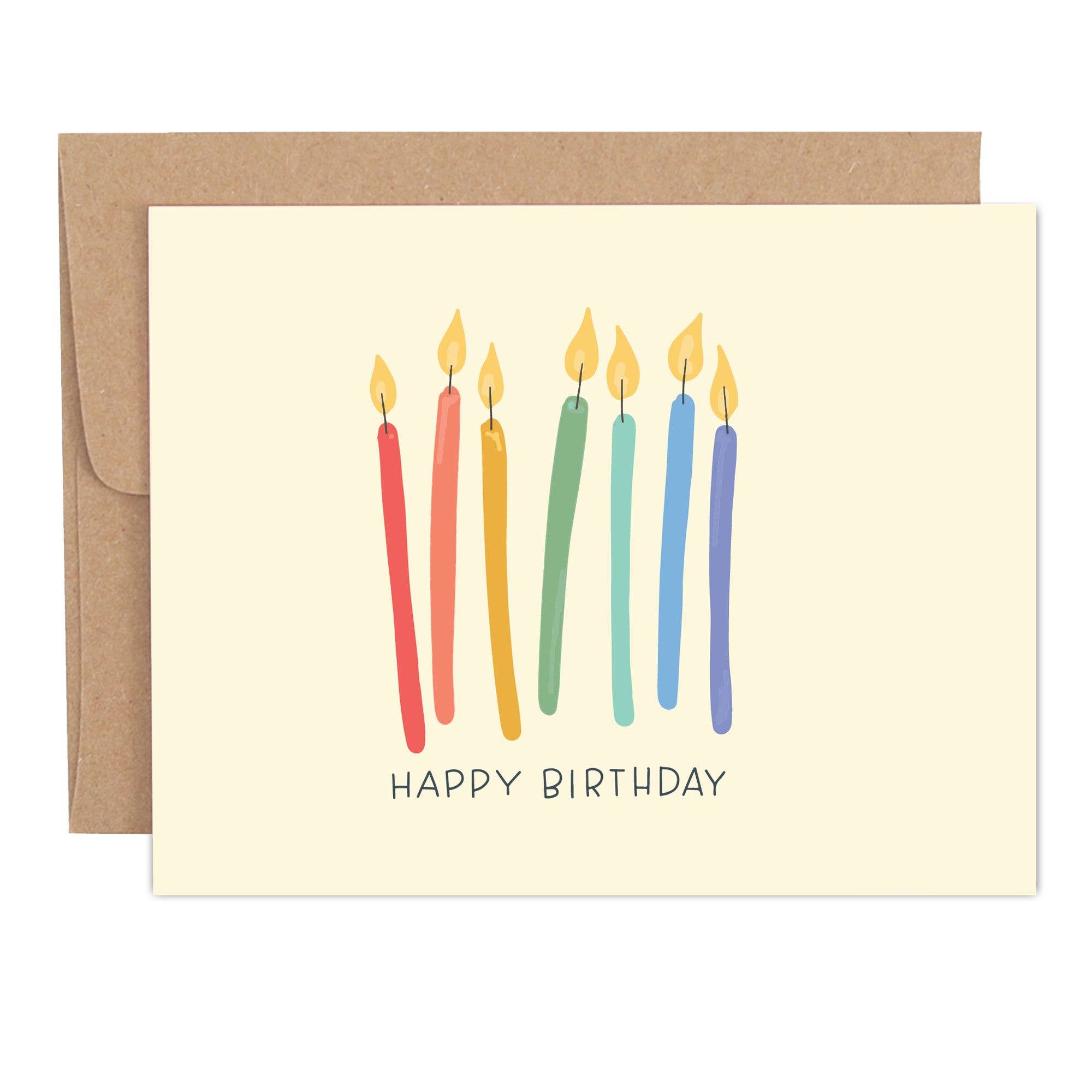 Happy Birthday Rainbow Candles Greeting Card - Posh West Boutique