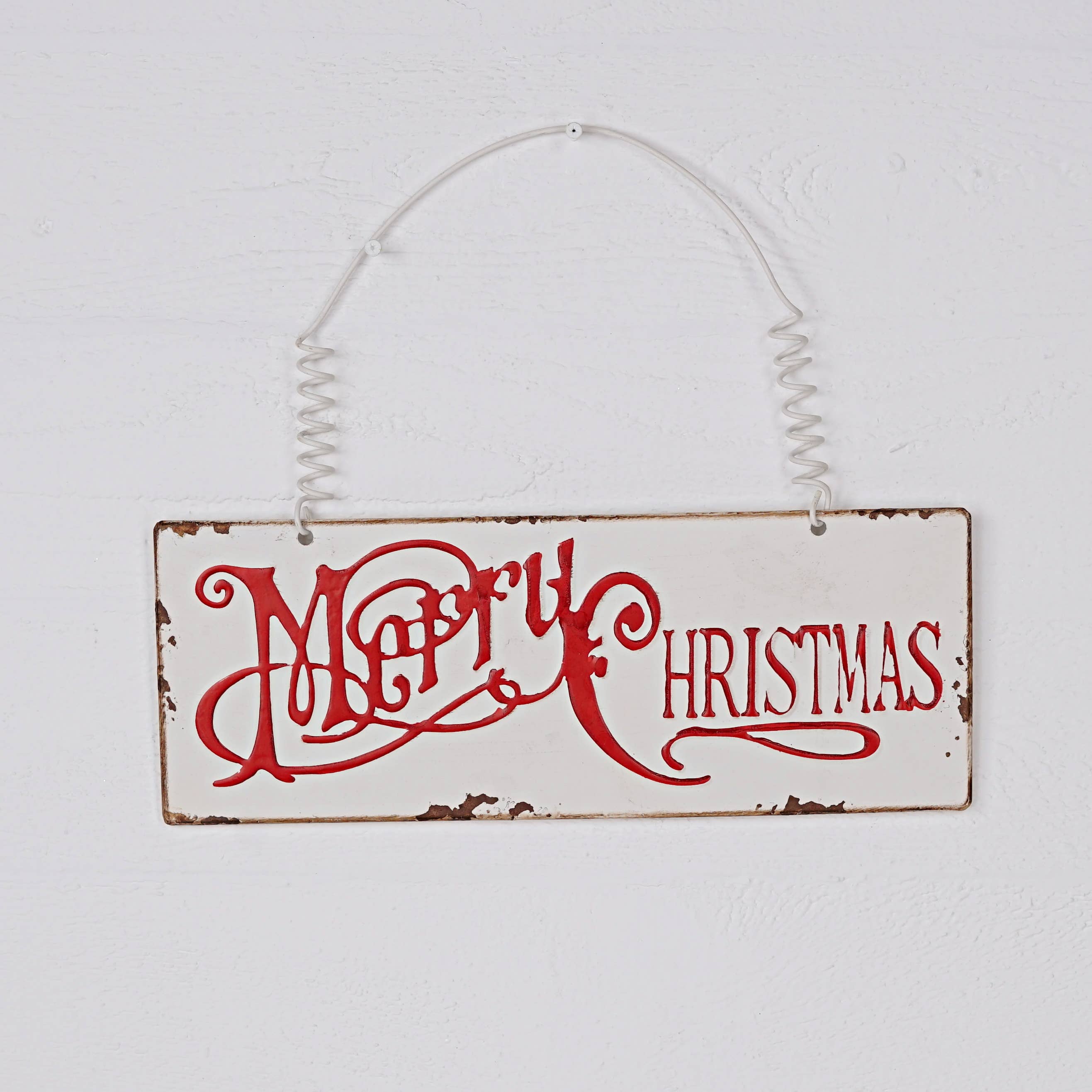 Vintage Merry Christmas Metal Plaque - Posh West Boutique