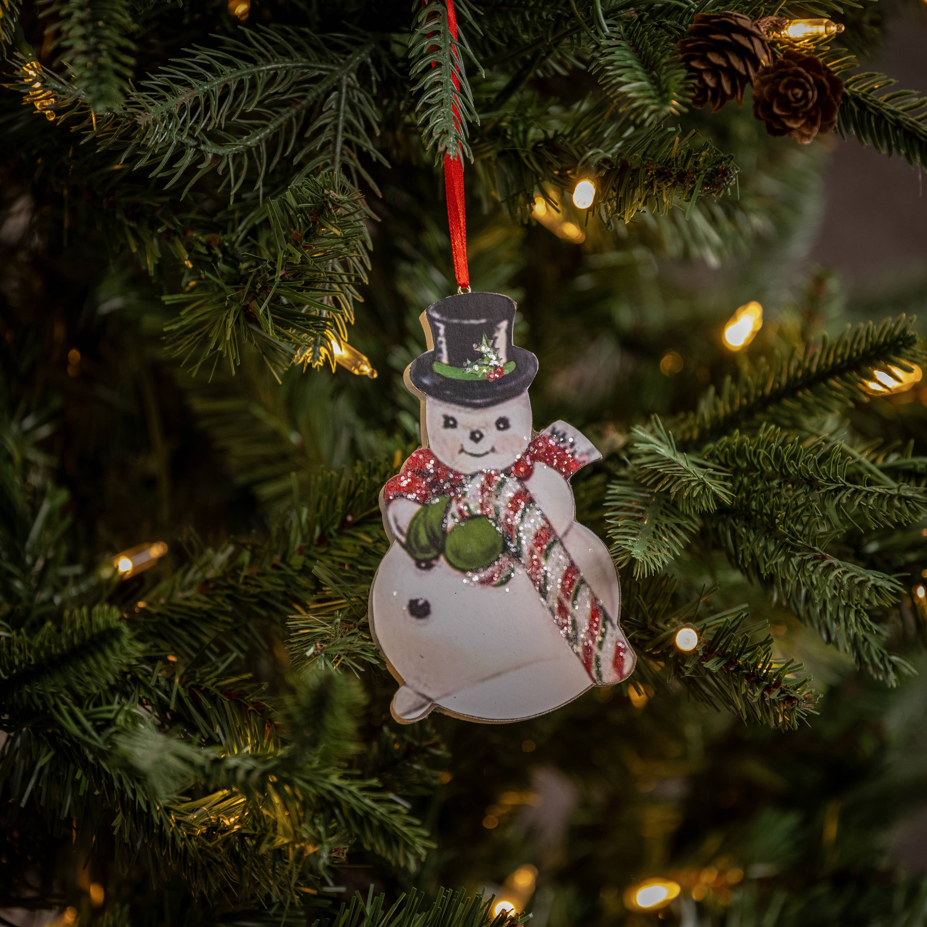 Vintage Snowman Cutout Ornament - Posh West Boutique