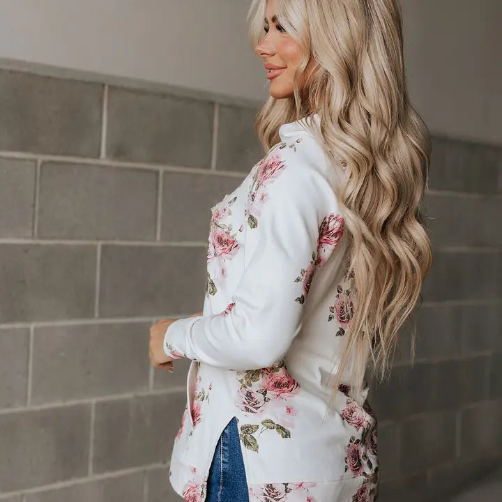 Floral Sideslit Hoodie