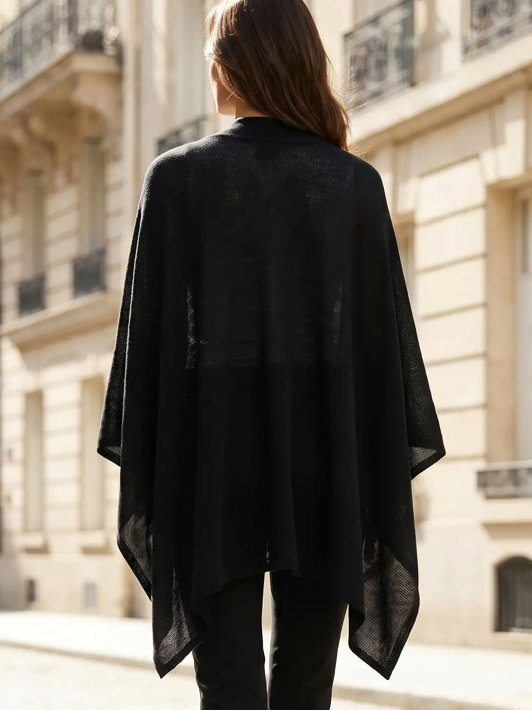Black Cozy Poncho Sweater Shawl Wrap