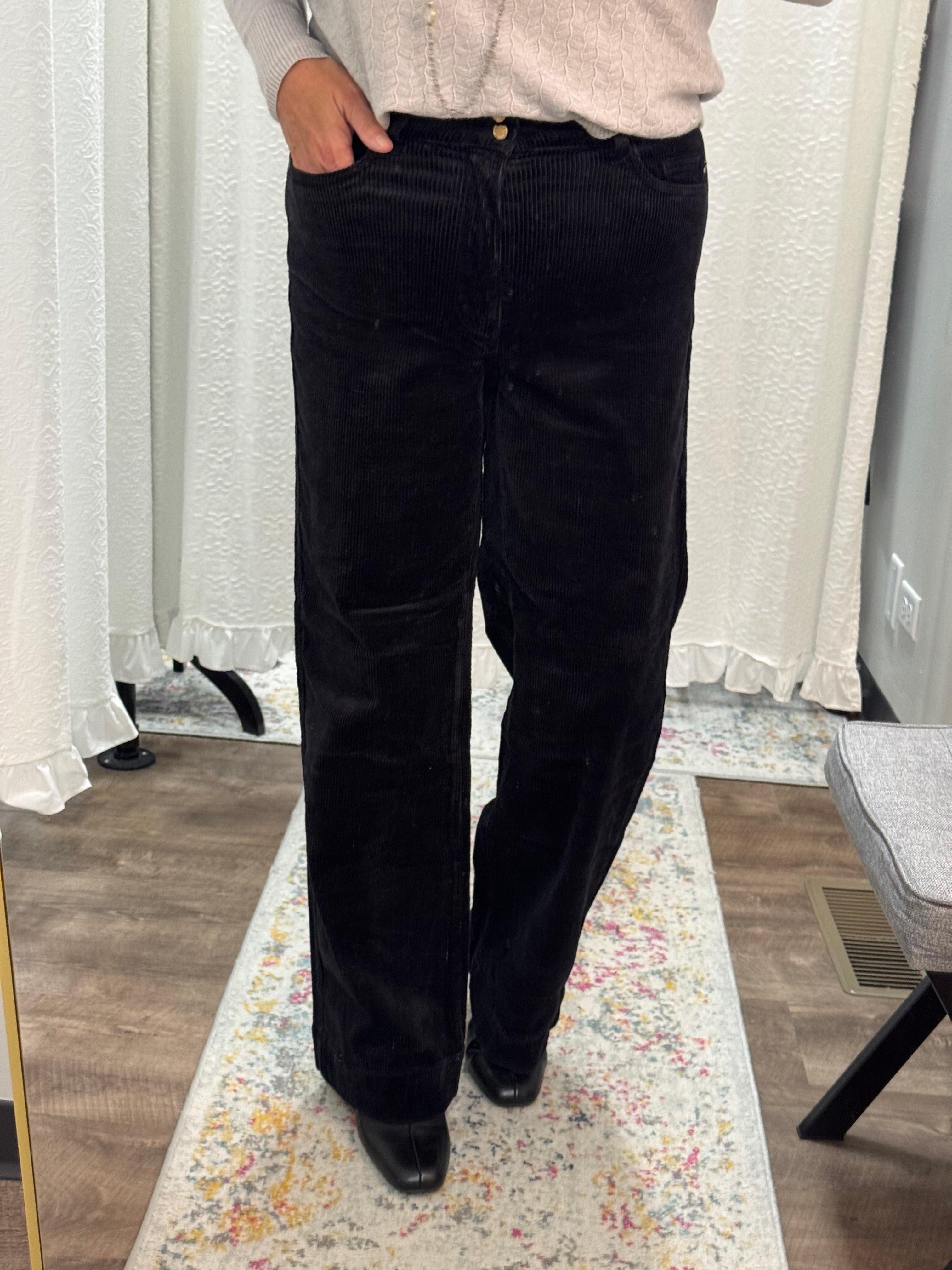 Judy Blue Black High Rise Corduroy Trousers