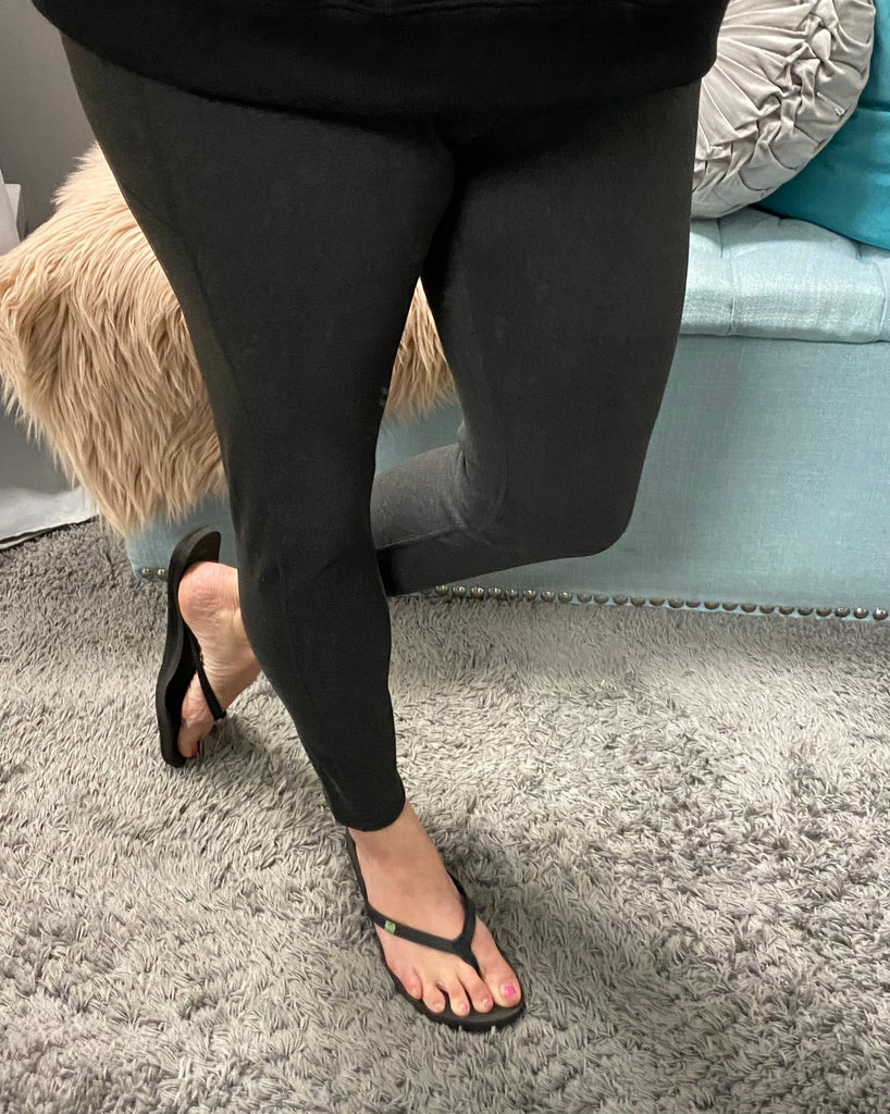 Black Micro-Ribbed High Waisted Pocket Leggings - Posh West Boutique
