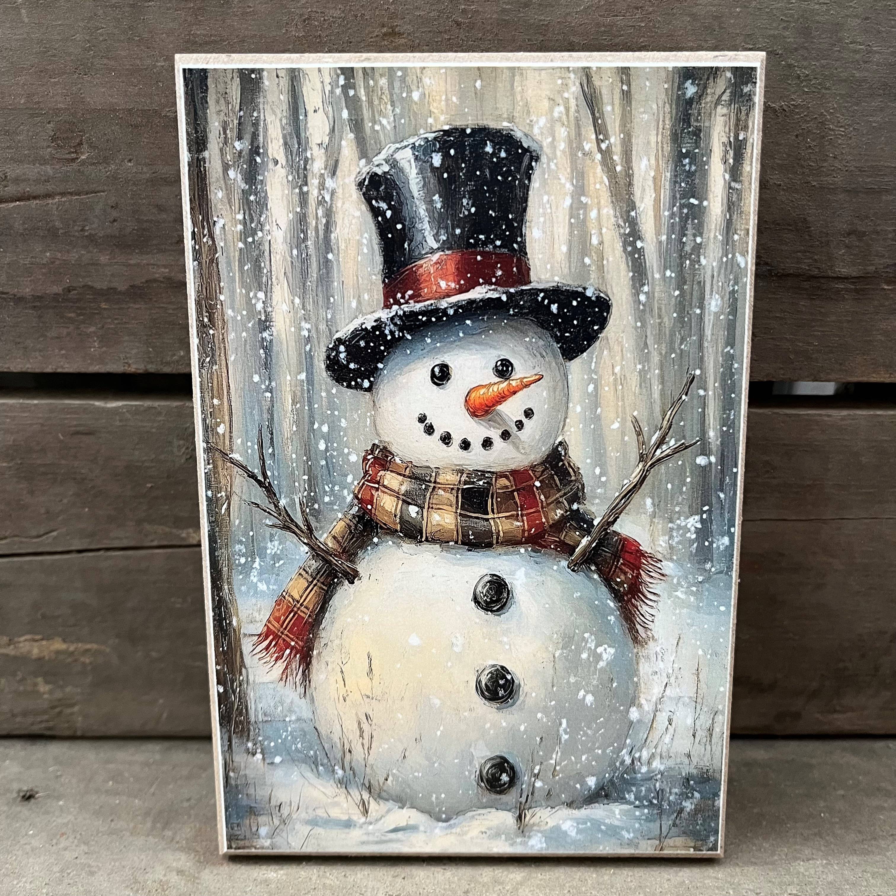 Snowy Snowman Block - Posh West Boutique