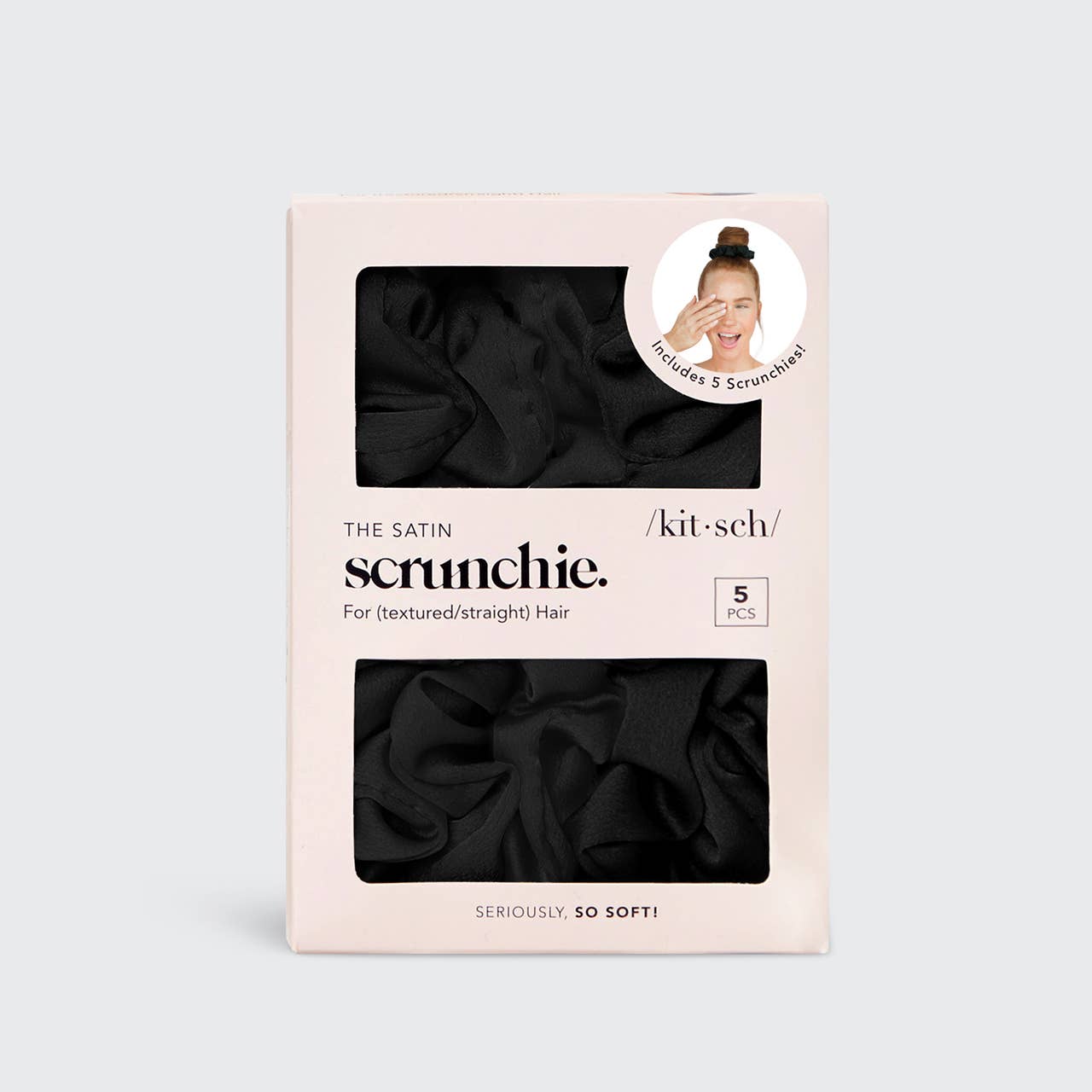 Satin Sleep Scrunchies 5pc - Black - Posh West Boutique