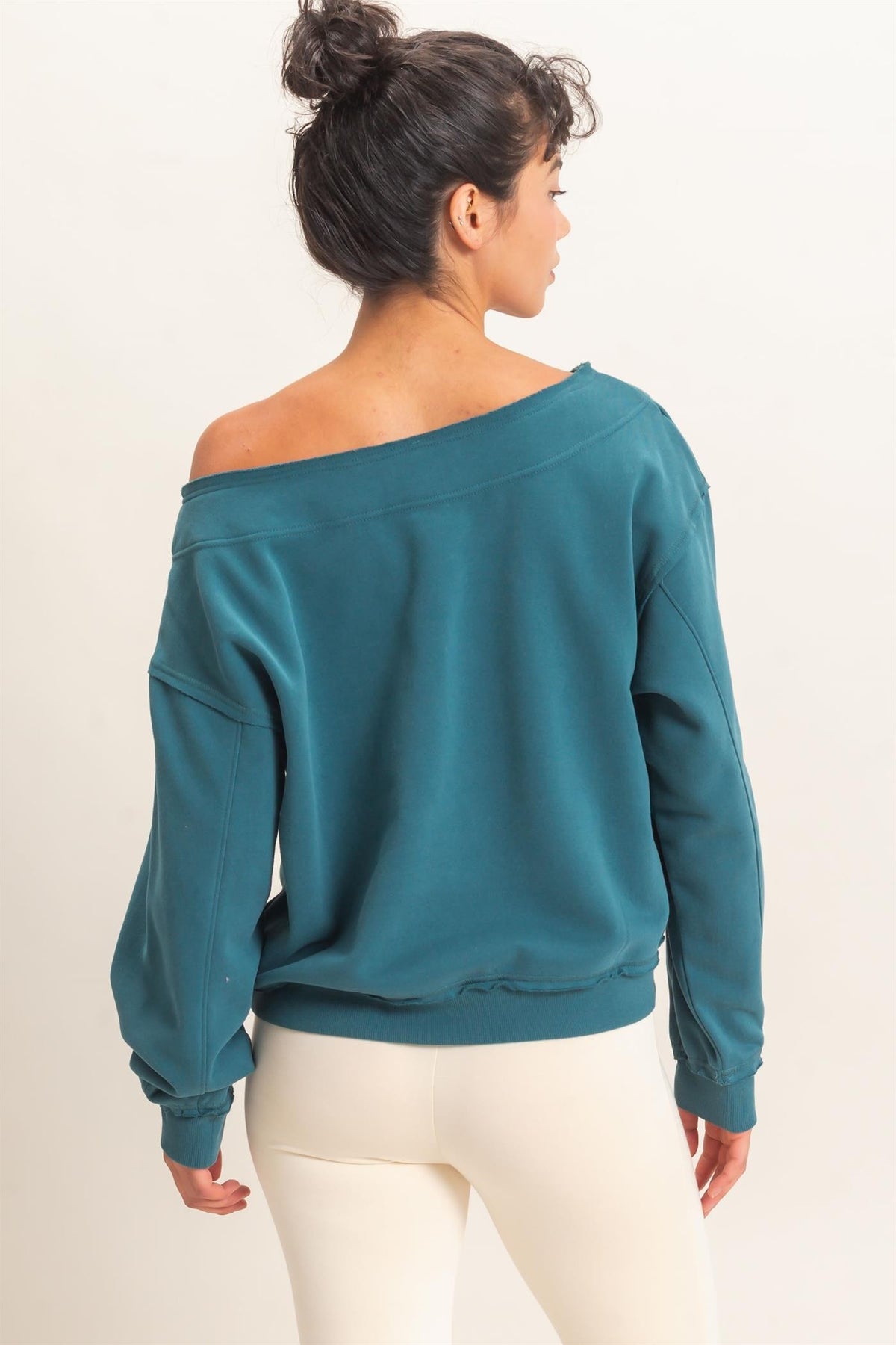 Dark Teal Off the Shoulder Sweatshirt