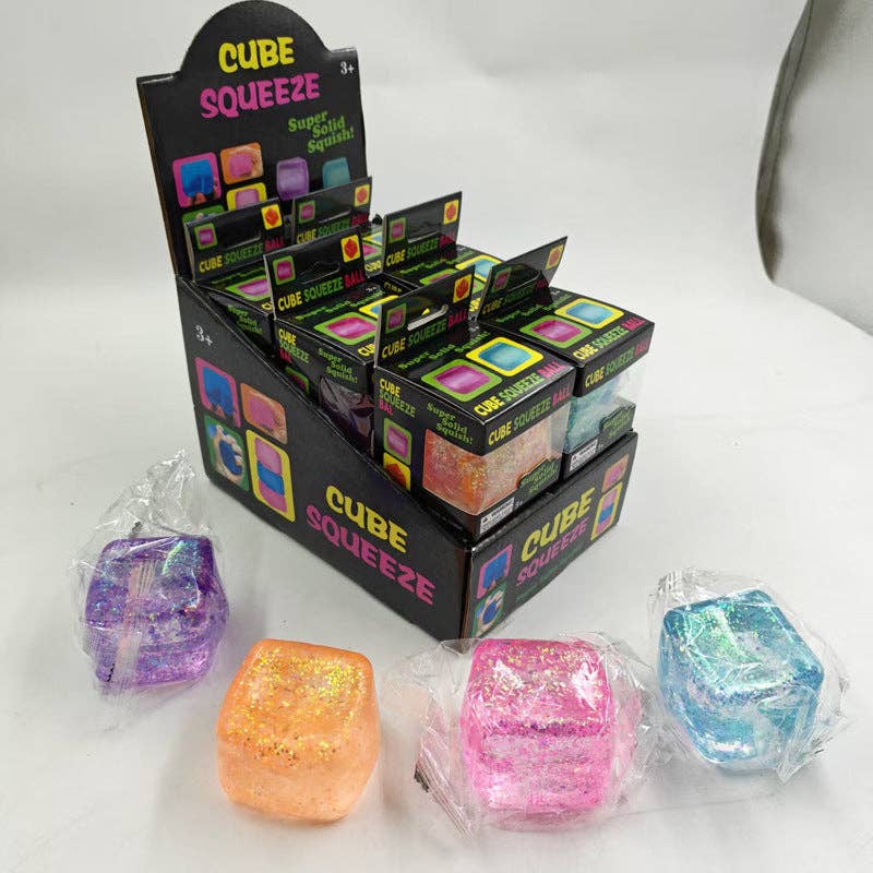 Glitter Cube Squishy Soft Stress Relief Toy Sparkle Squeeze