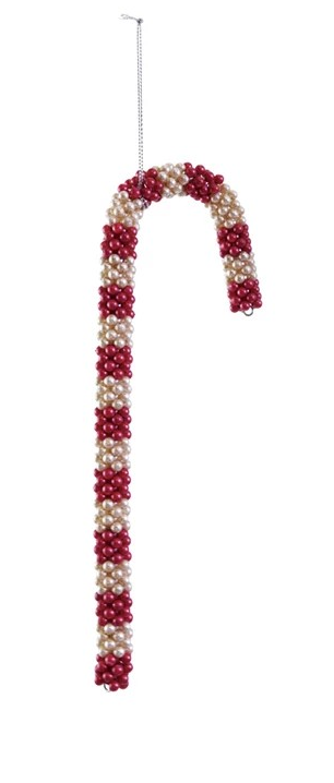 Beaded Candy Cane Ornament with Stripes, 2 Colors - Posh West Boutique