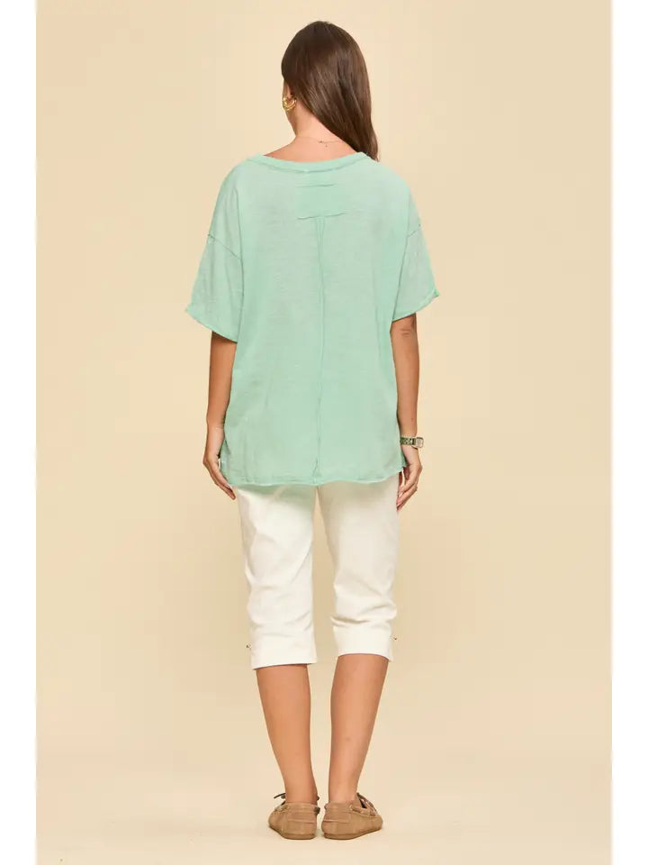 Mint Short Sleeve Cotton Top - Posh West Boutique