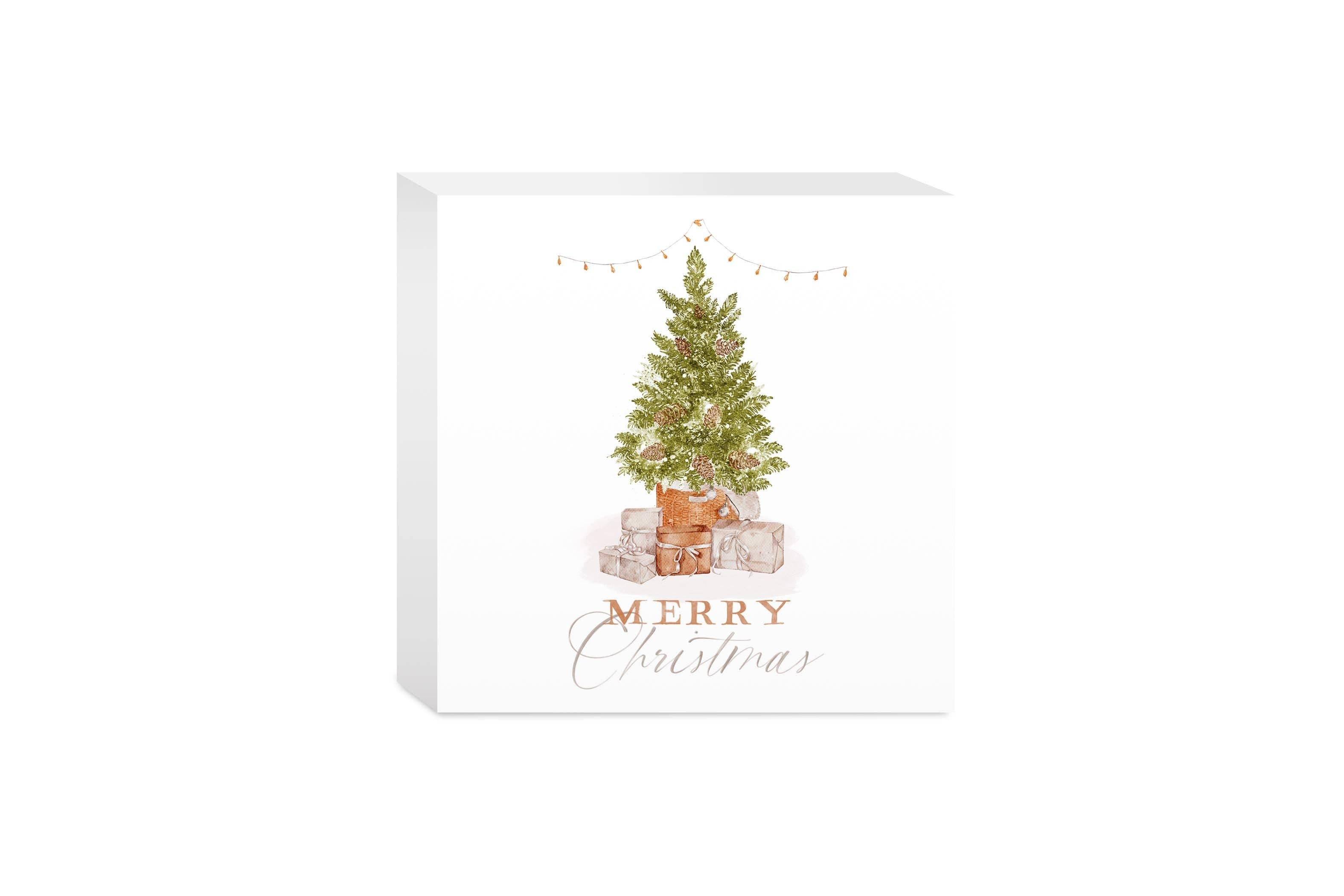 Merry Christmas Tree Wood Block Decor - Posh West Boutique