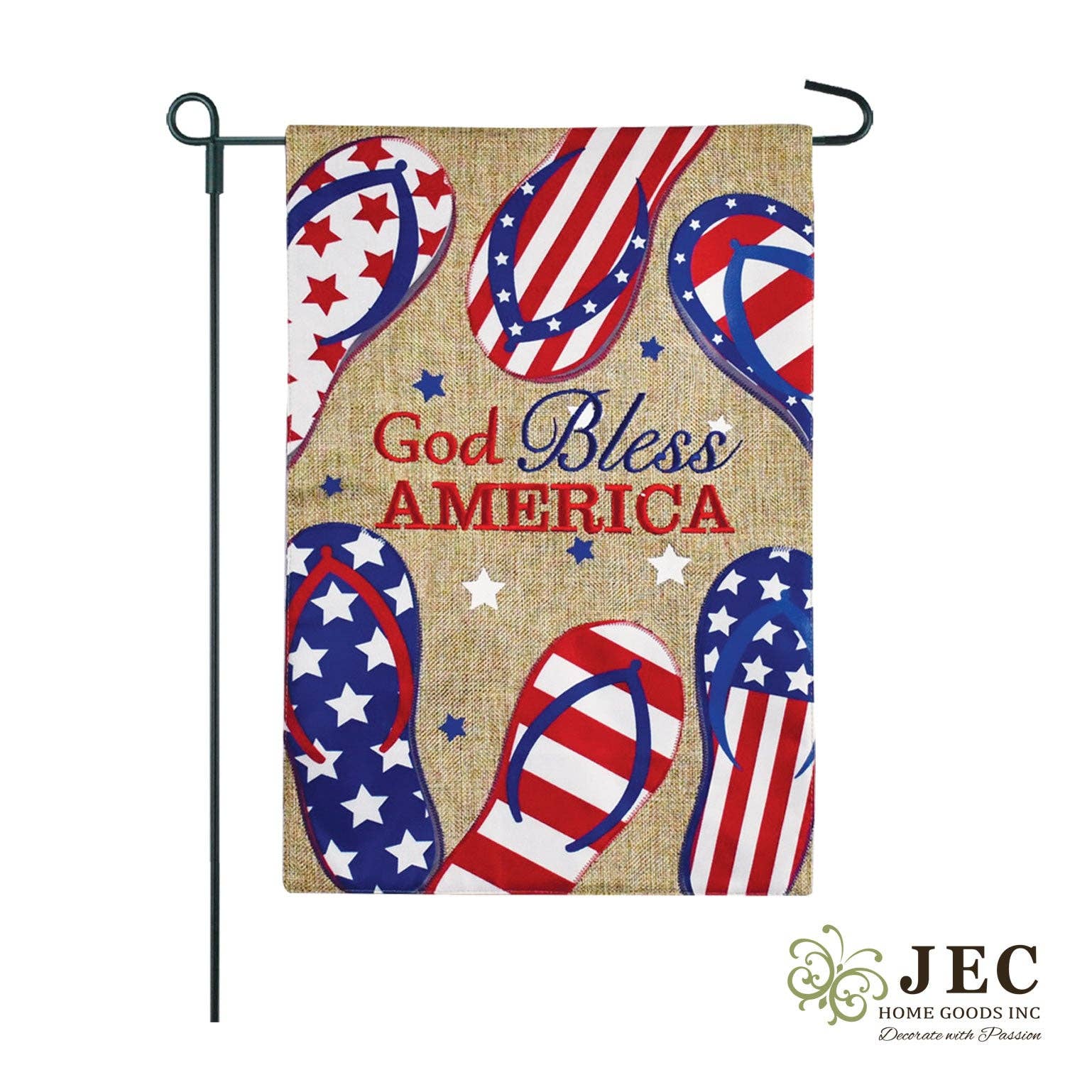 Americana Flip Flop Burlap 2-Sided Garden Flag - Posh West Boutique