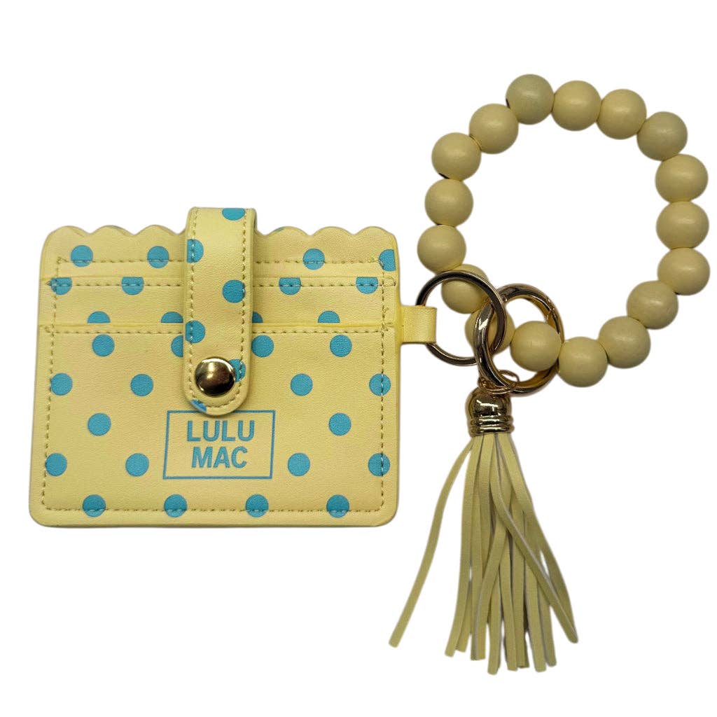 Yellow and Blue Polka Dot Wristlet Wallet