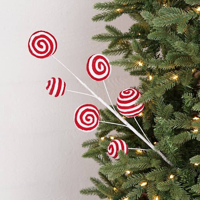 23in Spray-Pom Pom Peppermint Ball and Lollipop - Posh West Boutique