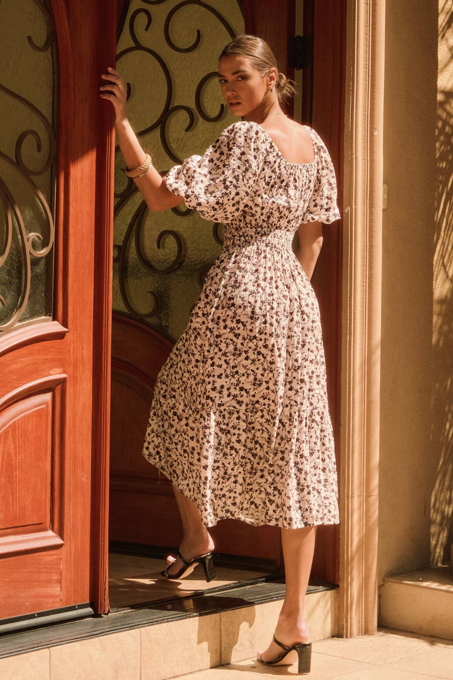 Ditsy Flower Printed Midi Dress - Posh West Boutique