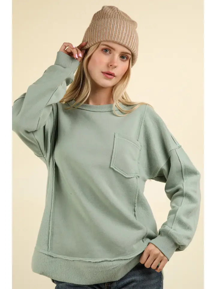 Sage Green Ultra Comfy Sweatshirt - Posh West Boutique