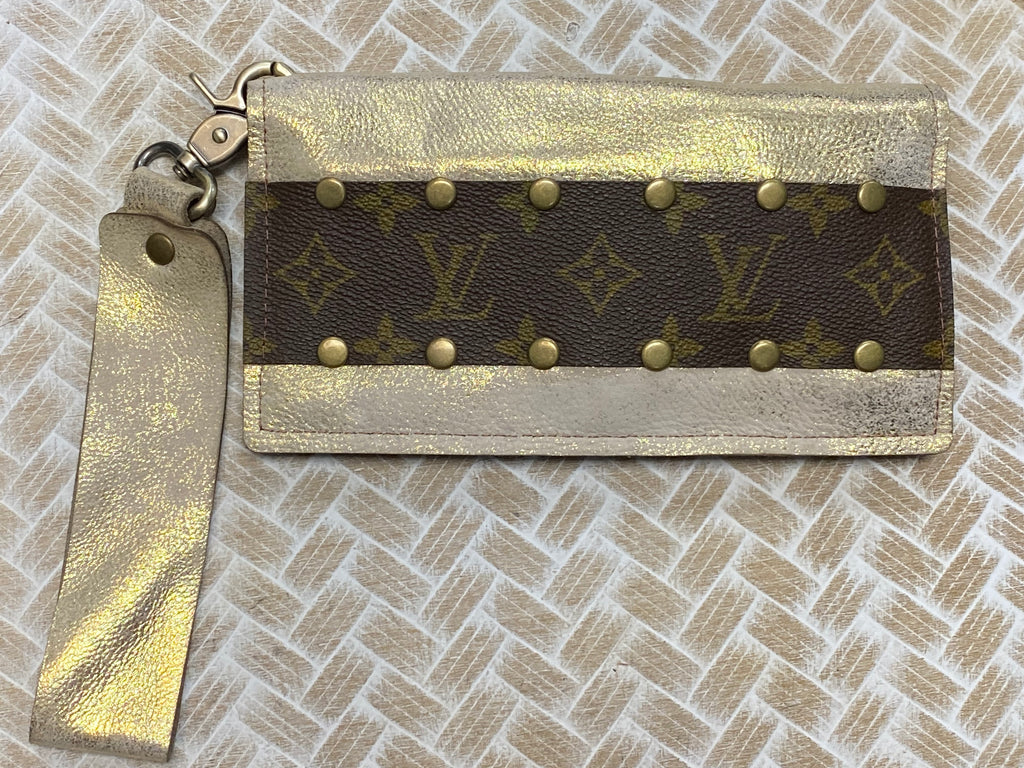 Gold Shimmer Fallon Upcycled Wristlet - Posh West Boutique