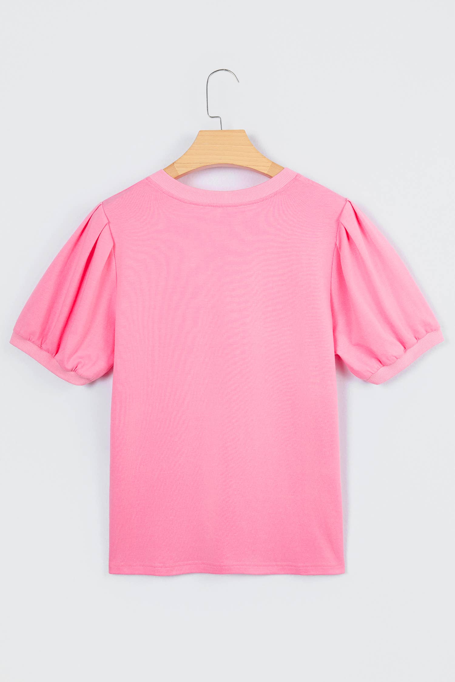 Light Pink V Neck Short Puff Sleeve Blouse - Posh West Boutique