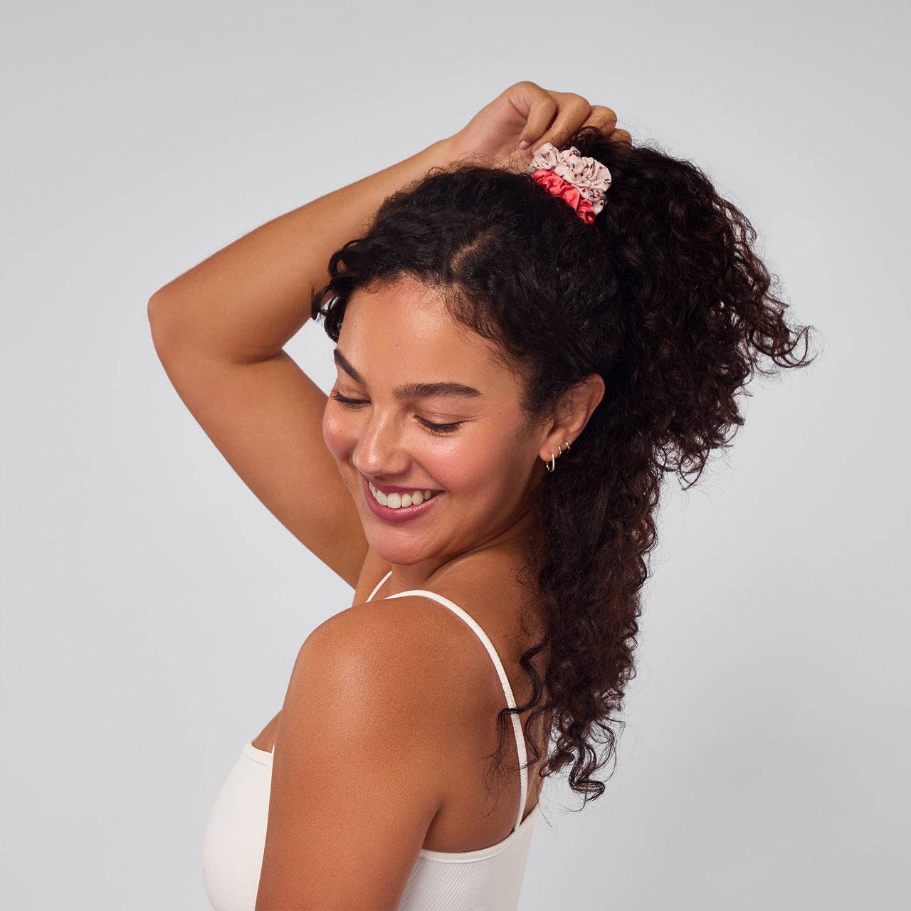 Ruched Satin Scrunchies 5pc Set - Assorted Cherry Blossom - Posh West Boutique