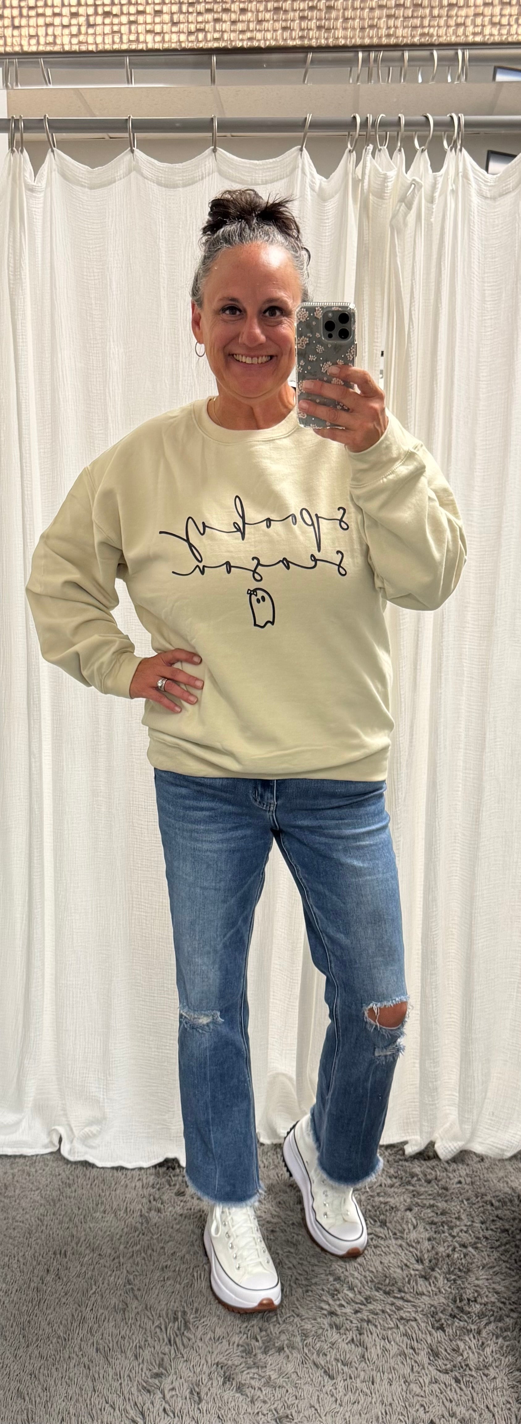 Spooky Season Ghost Sweatshirt - Posh West Boutique