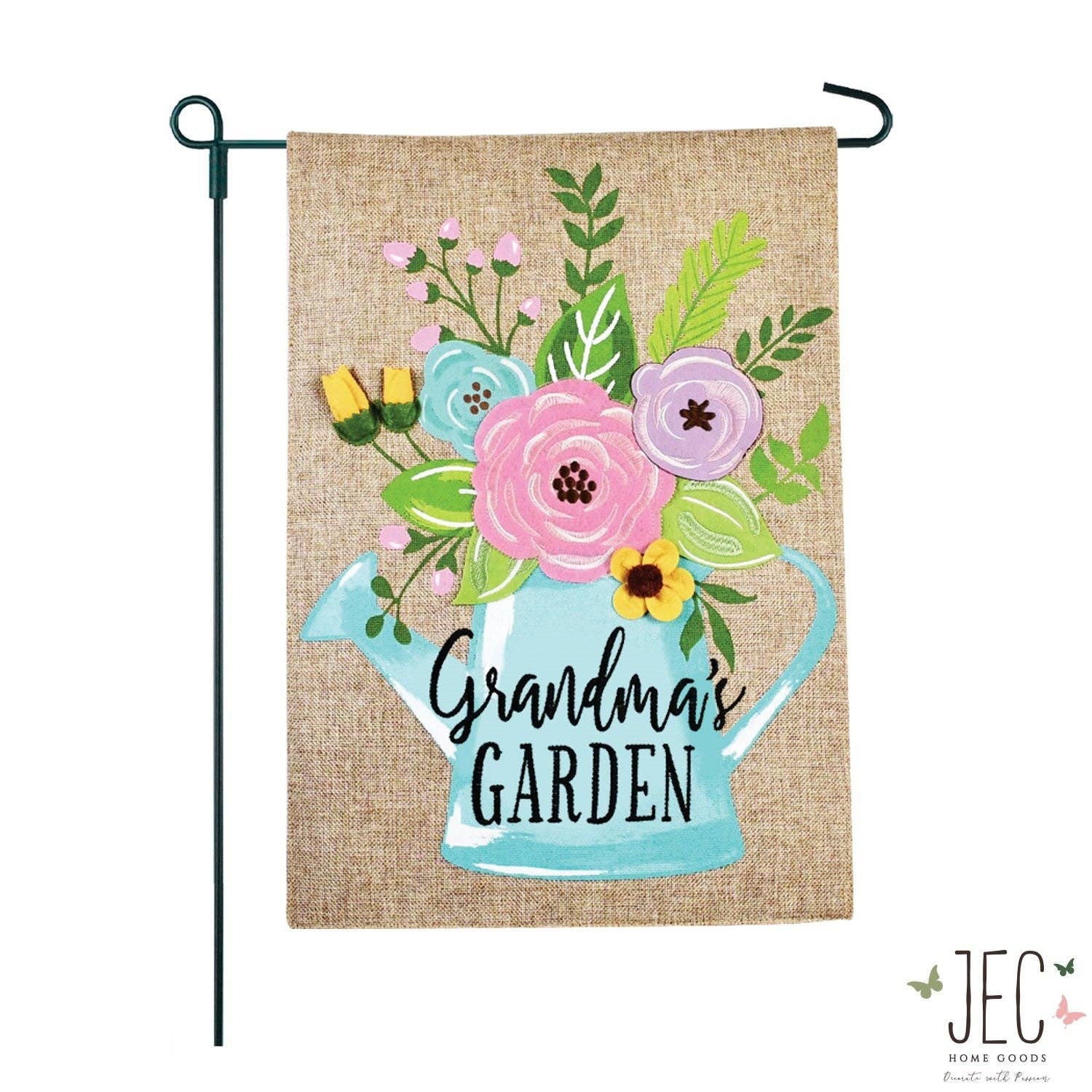 Watering Can Burlap 2-Sided Garden Flag - Posh West Boutique