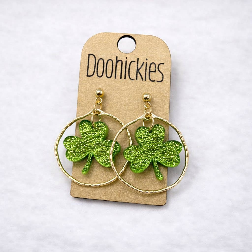 Round Shamrock Dangles - St. Patrick's Earrings - Posh West Boutique