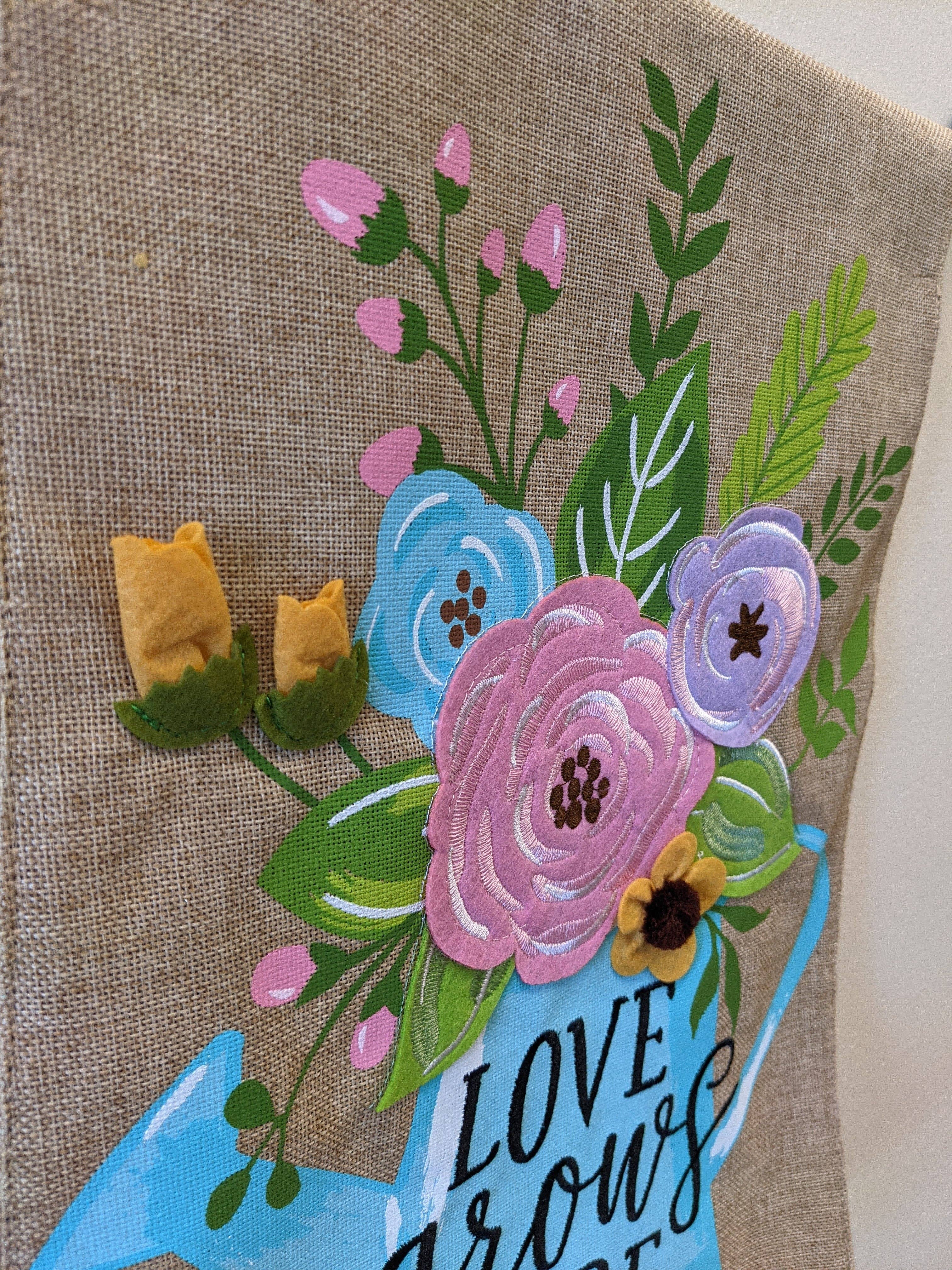 Watering Can Burlap 2-Sided Garden Flag - Posh West Boutique