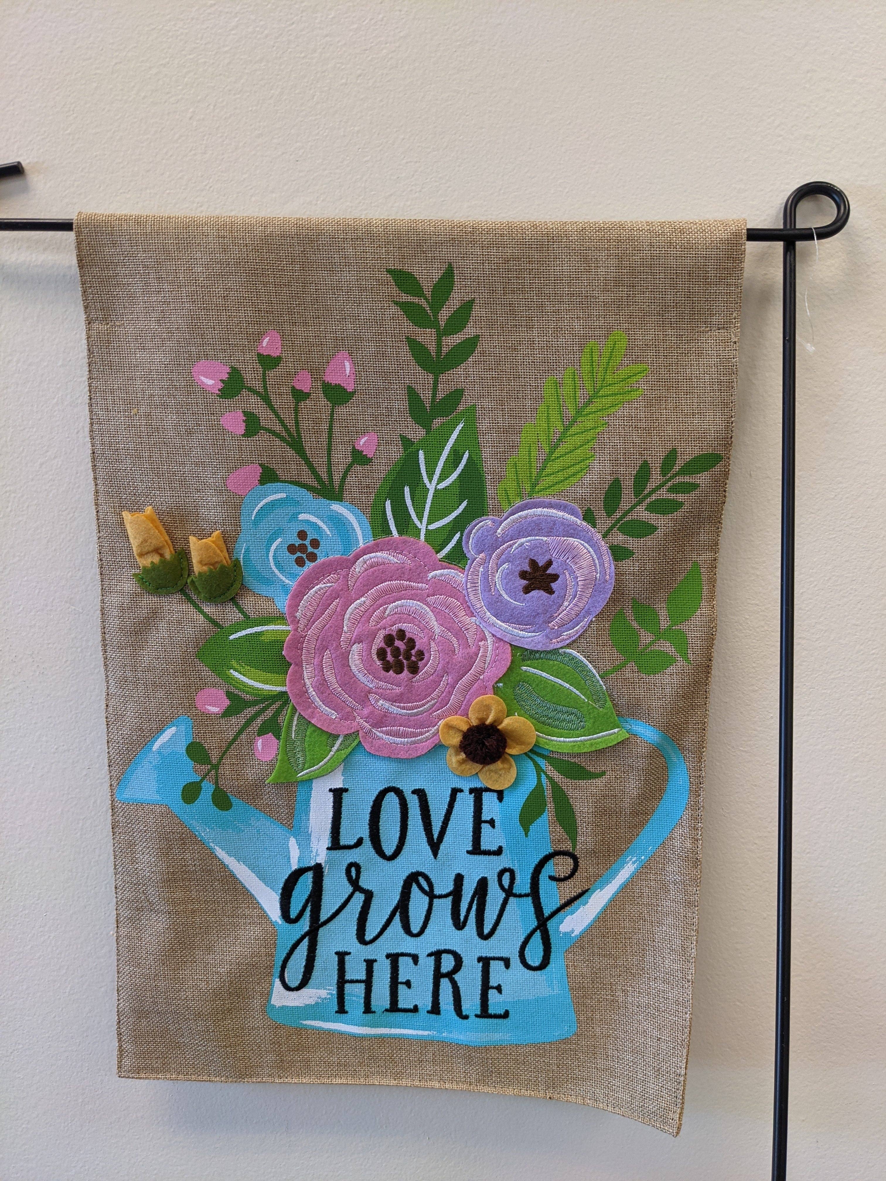 Watering Can Burlap 2-Sided Garden Flag - Posh West Boutique