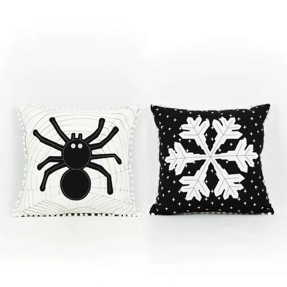 Spider/Snowflake Reversible Pillow - Posh West Boutique