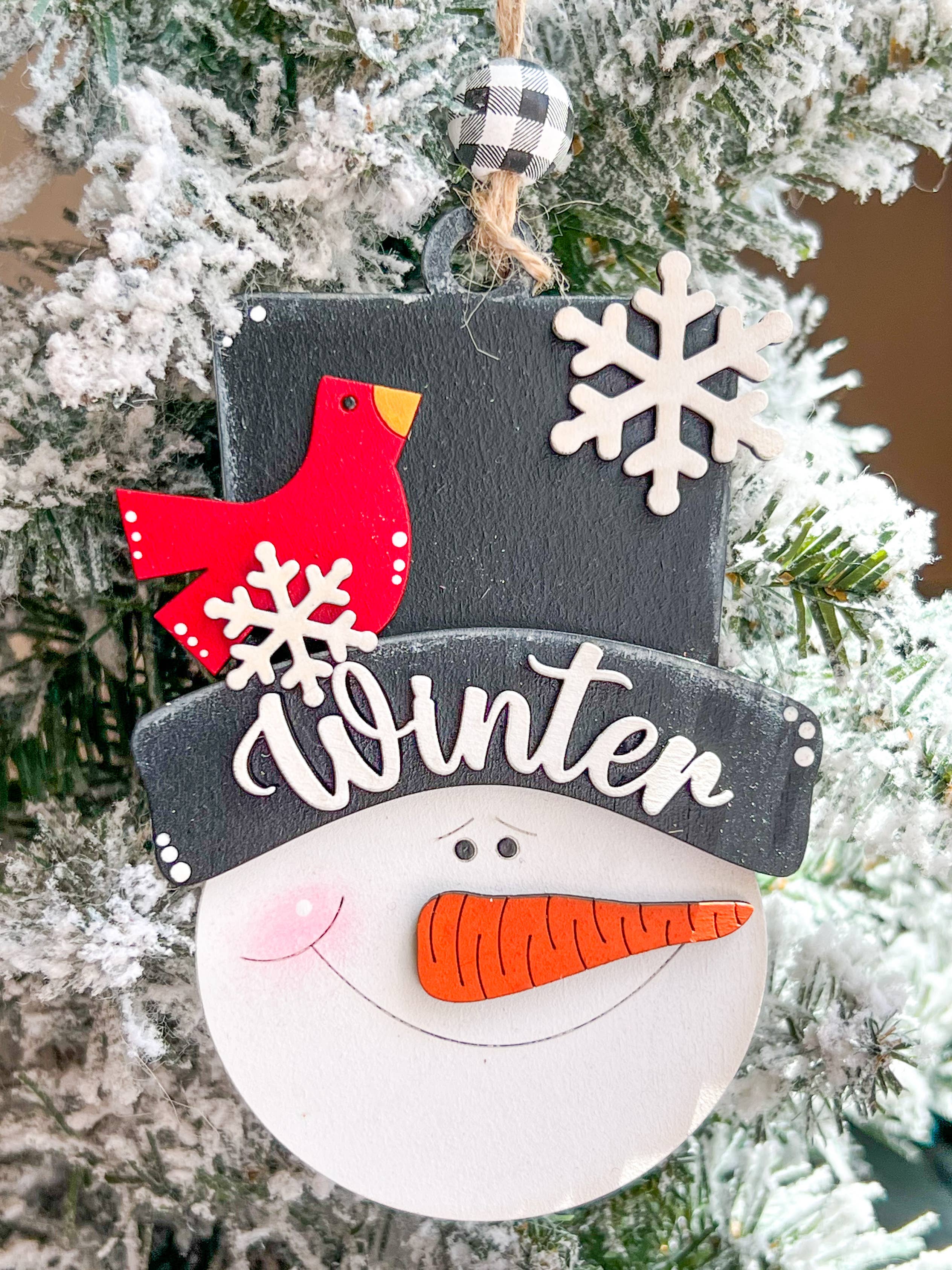 Winter Cardinal Snowman Ornament | Snowman Decor| Christmas - Posh West Boutique