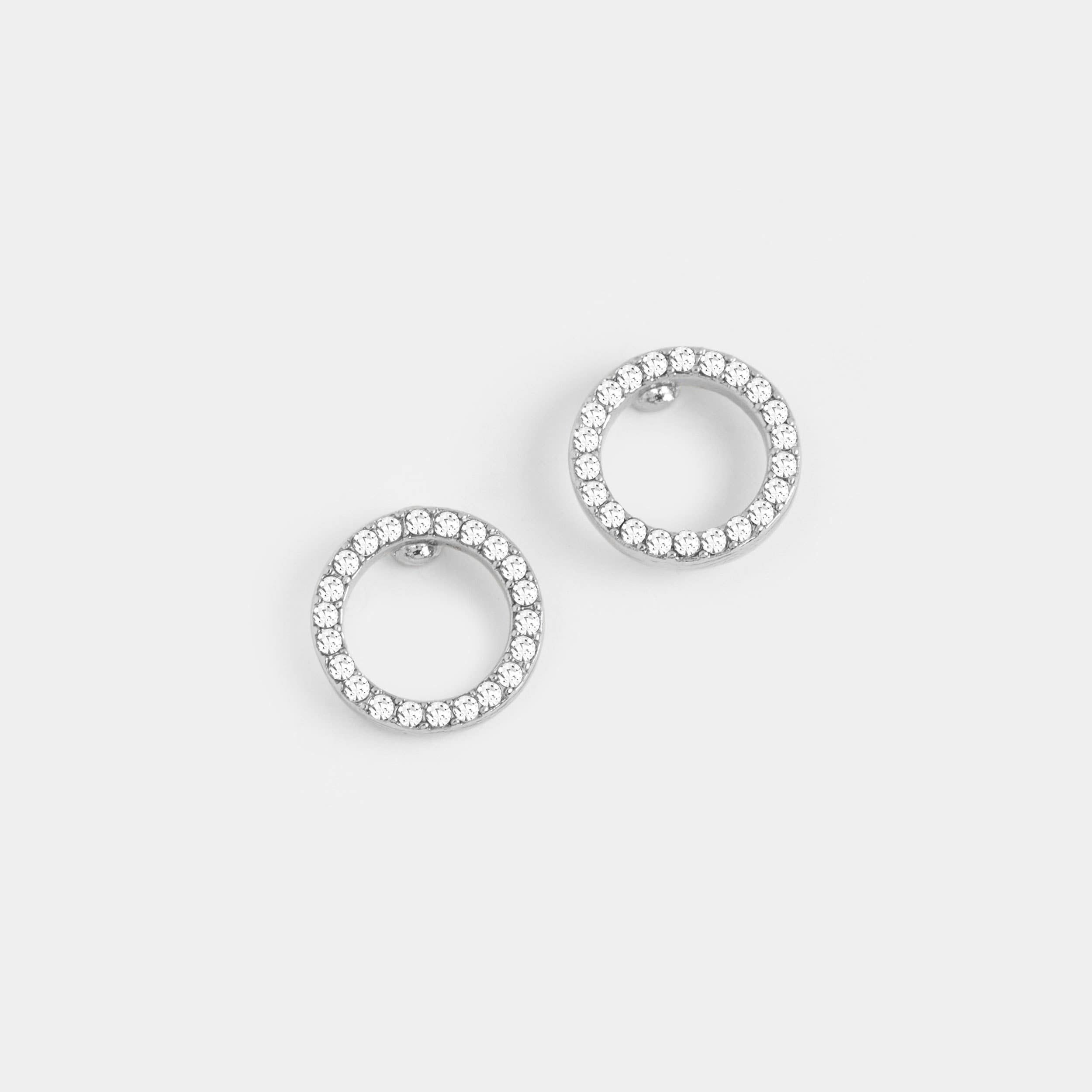 Bejeweled Ring Stud Earring - Silver - Posh West Boutique