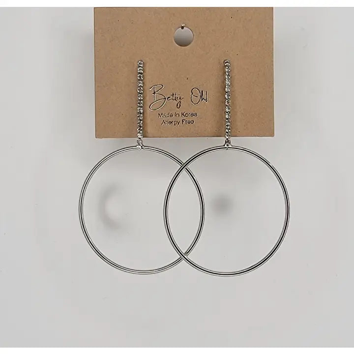 Betty Oh Silver Drop Hoop Earring - Posh West Boutique