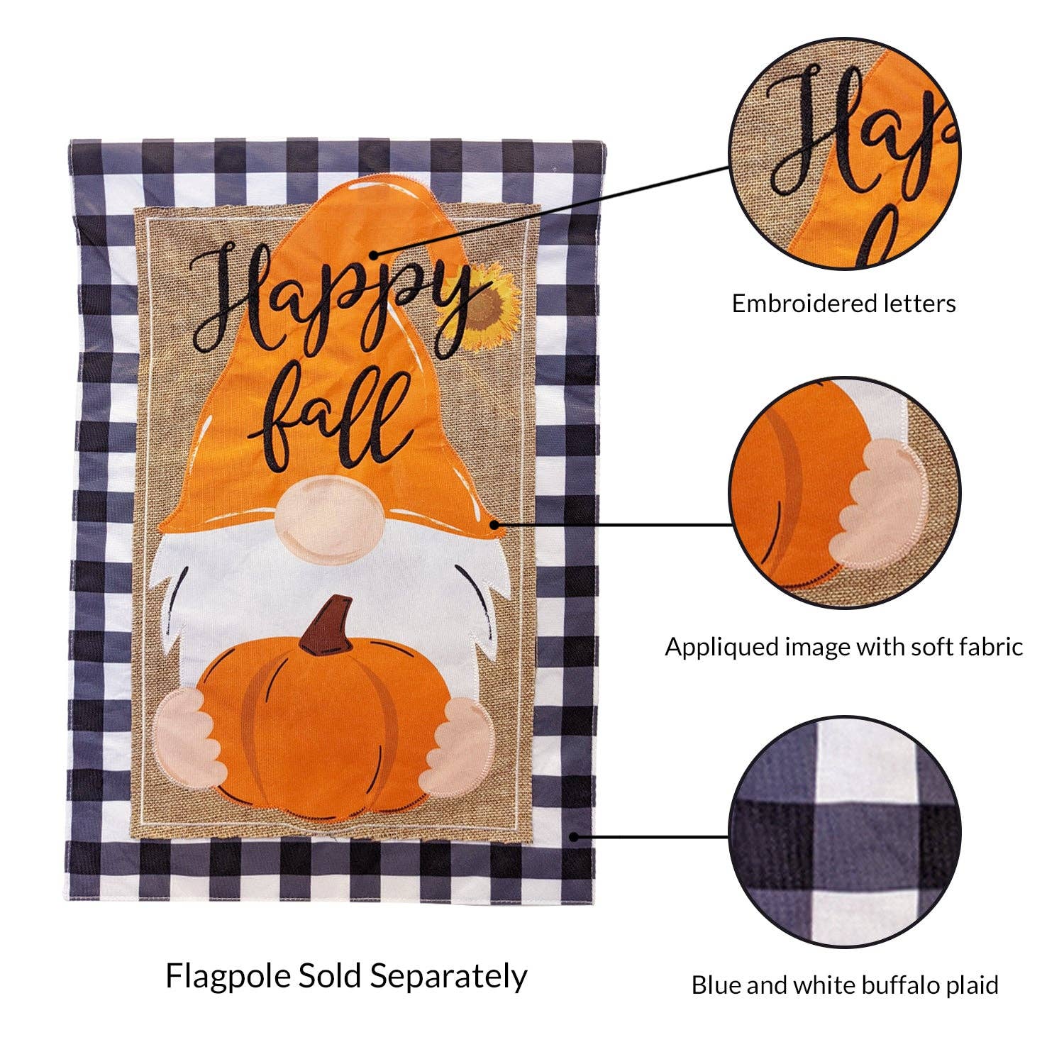Fall Gnome Burlap 2-Sided Garden Flag - Posh West Boutique