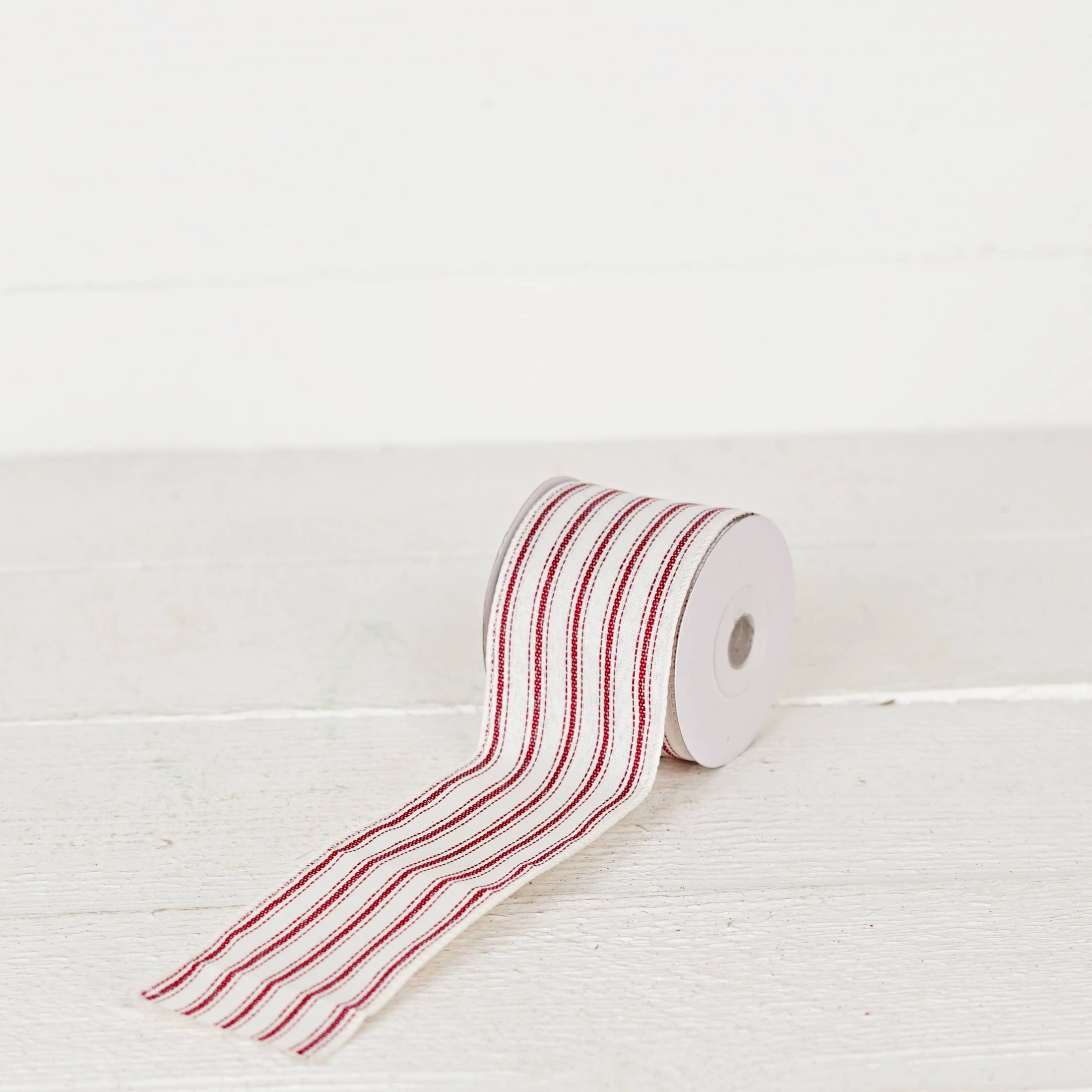 French Red White Stripe Wired Ribbon - Posh West Boutique