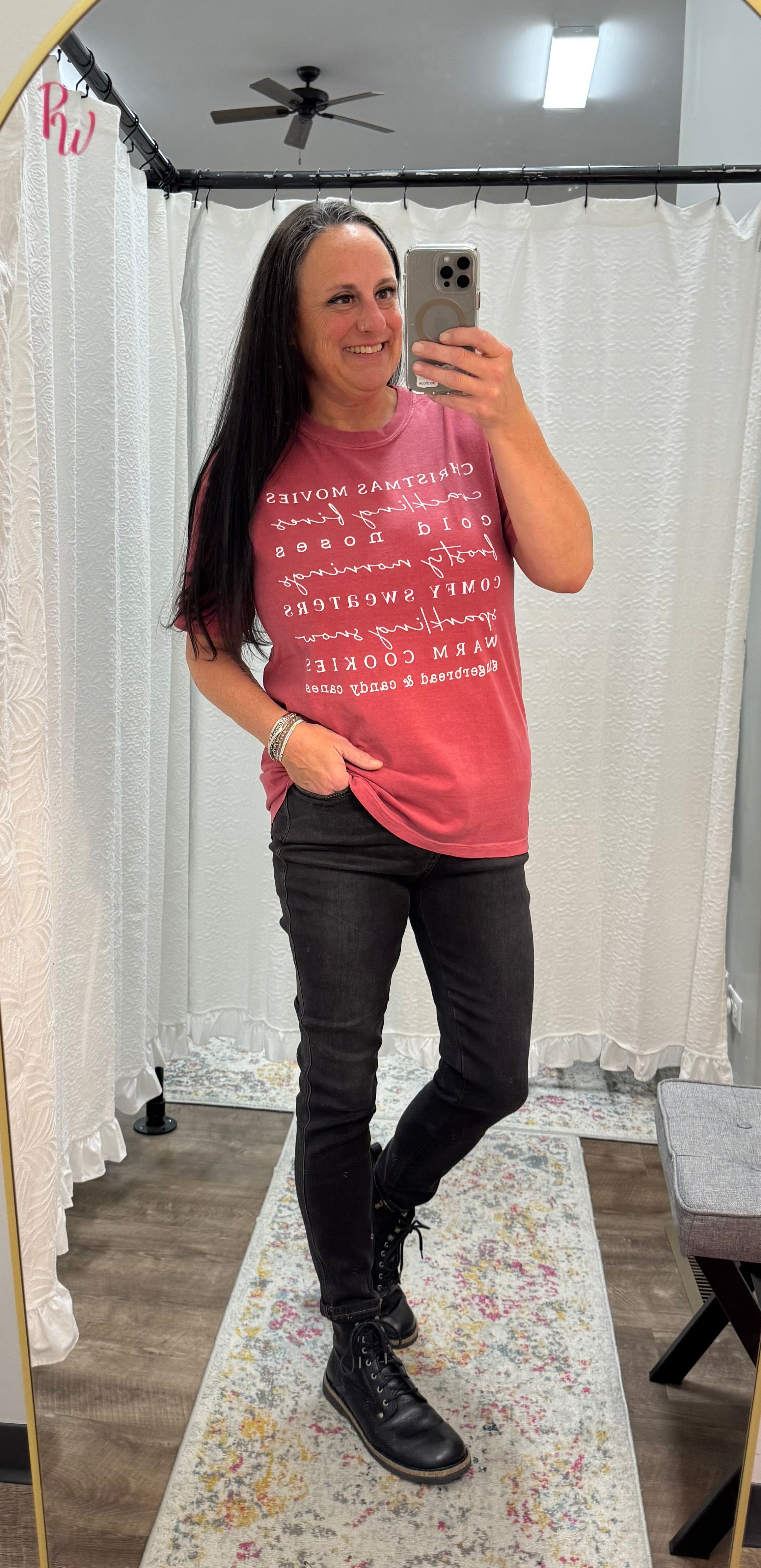 Winter List Graphic T in Crimson - Posh West Boutique