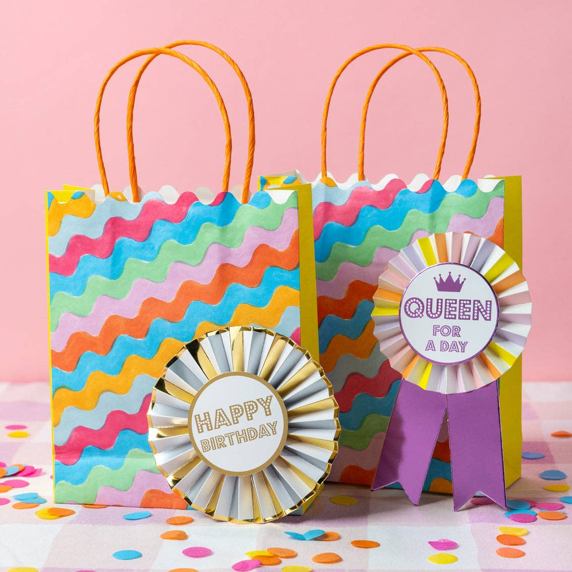 Wavy Multicolor Gift Bags - 8 Pack | Gift Wrap | - Posh West Boutique