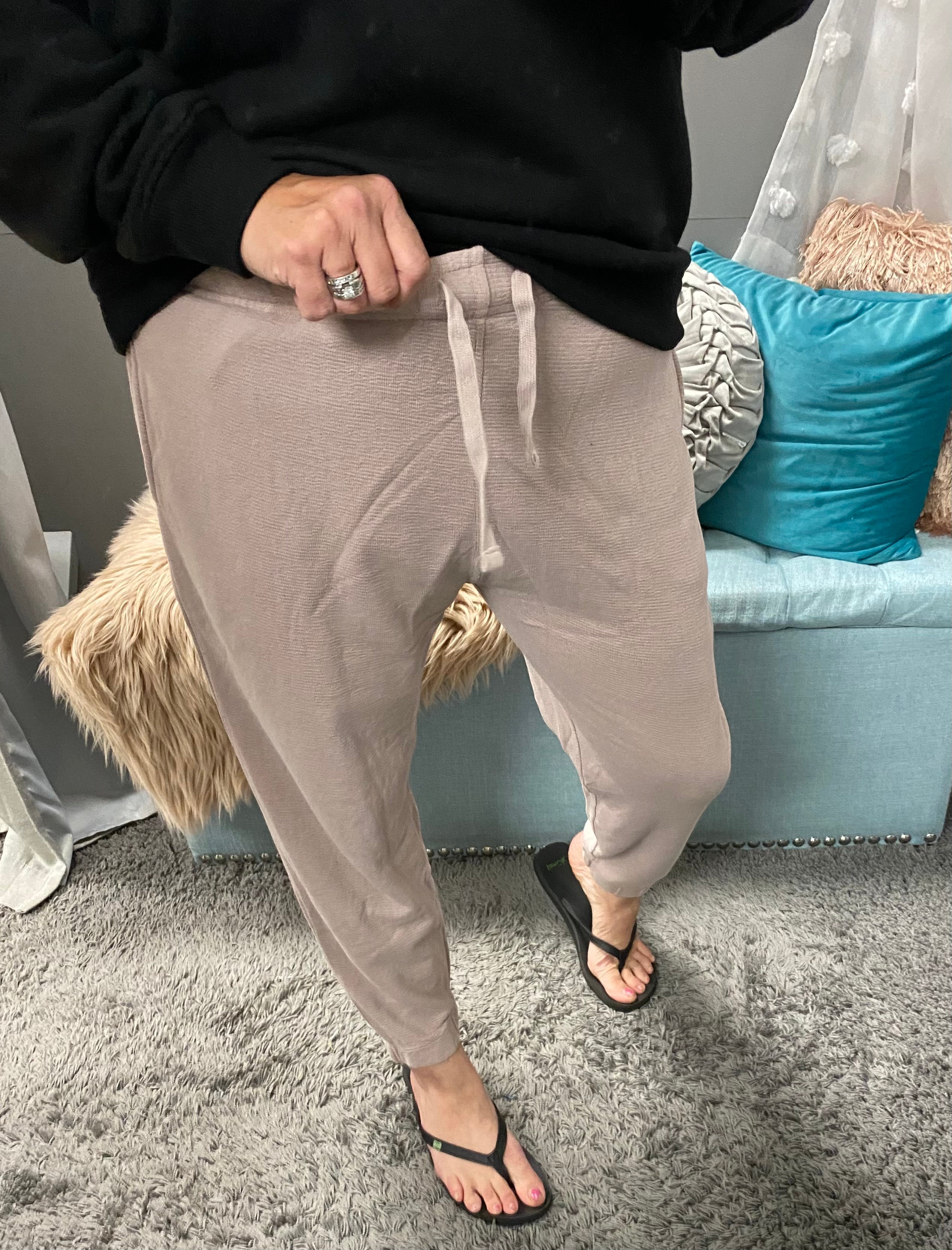 Dusty Pink Mineral Wash Joggers - Posh West Boutique