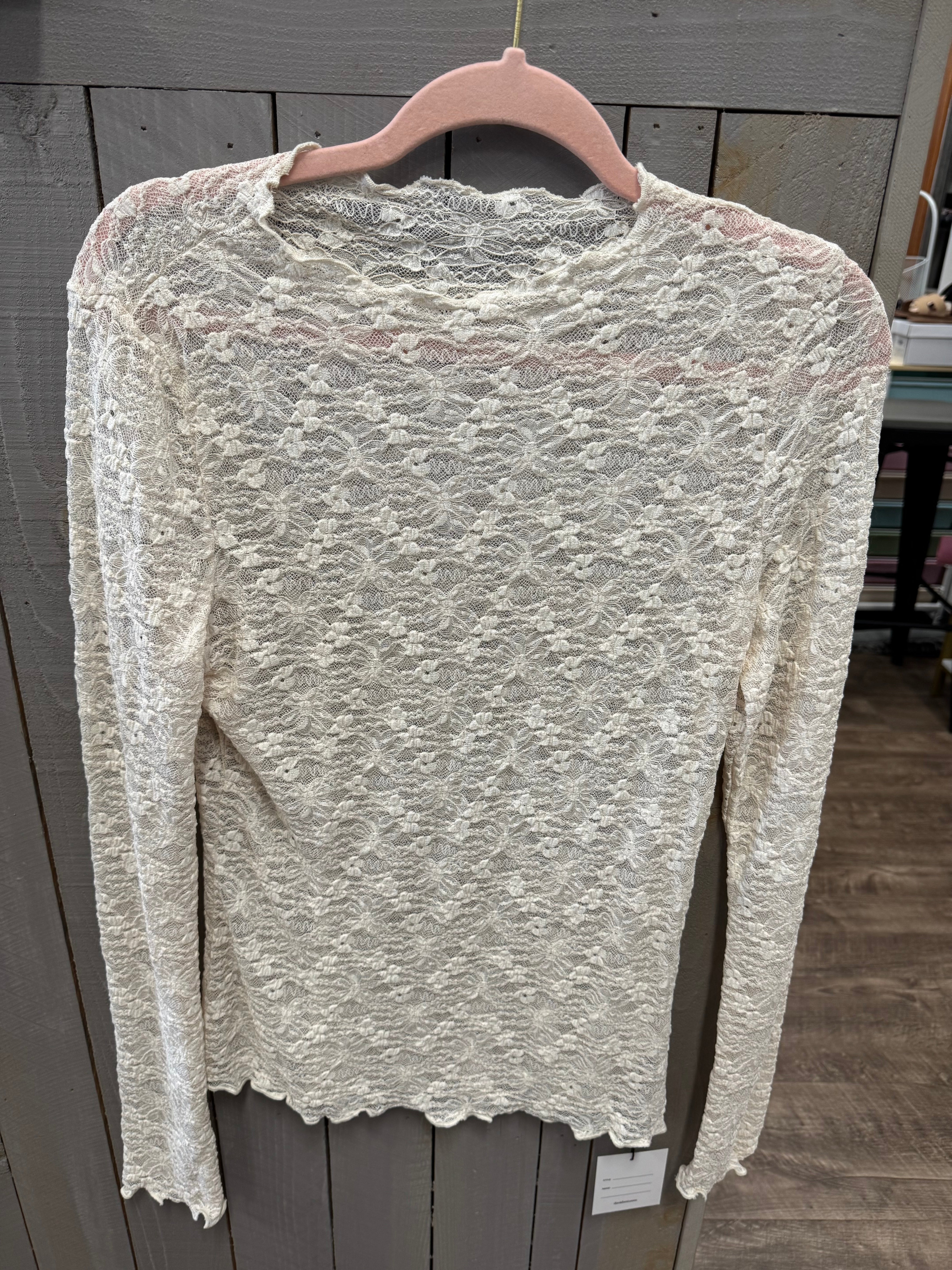 Ivory Guaze Lace Long Sleeve Shirt