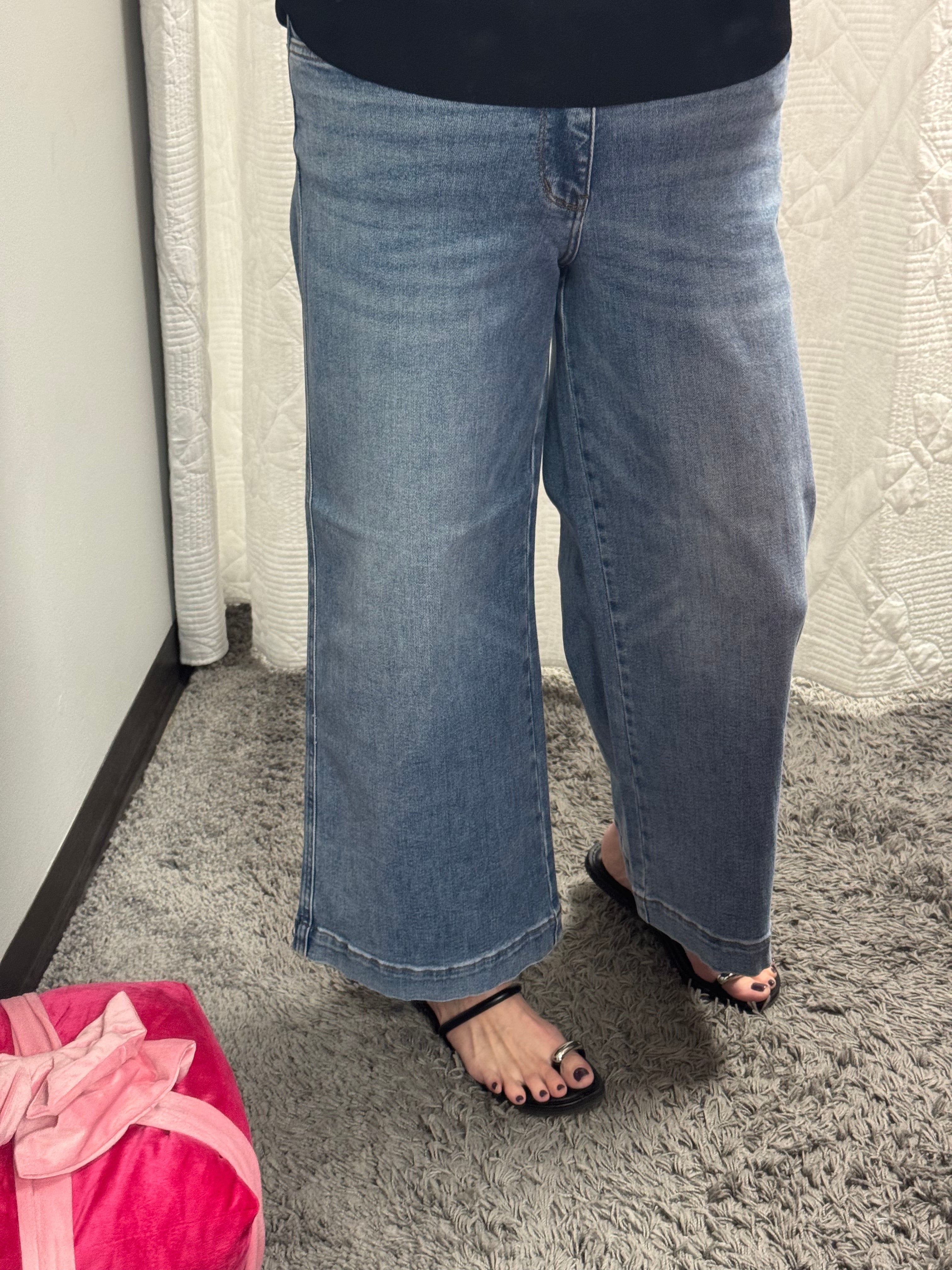 Judy Blue MR Ankle Wide w/ Back Darts + Bandana Loop - Posh West Boutique