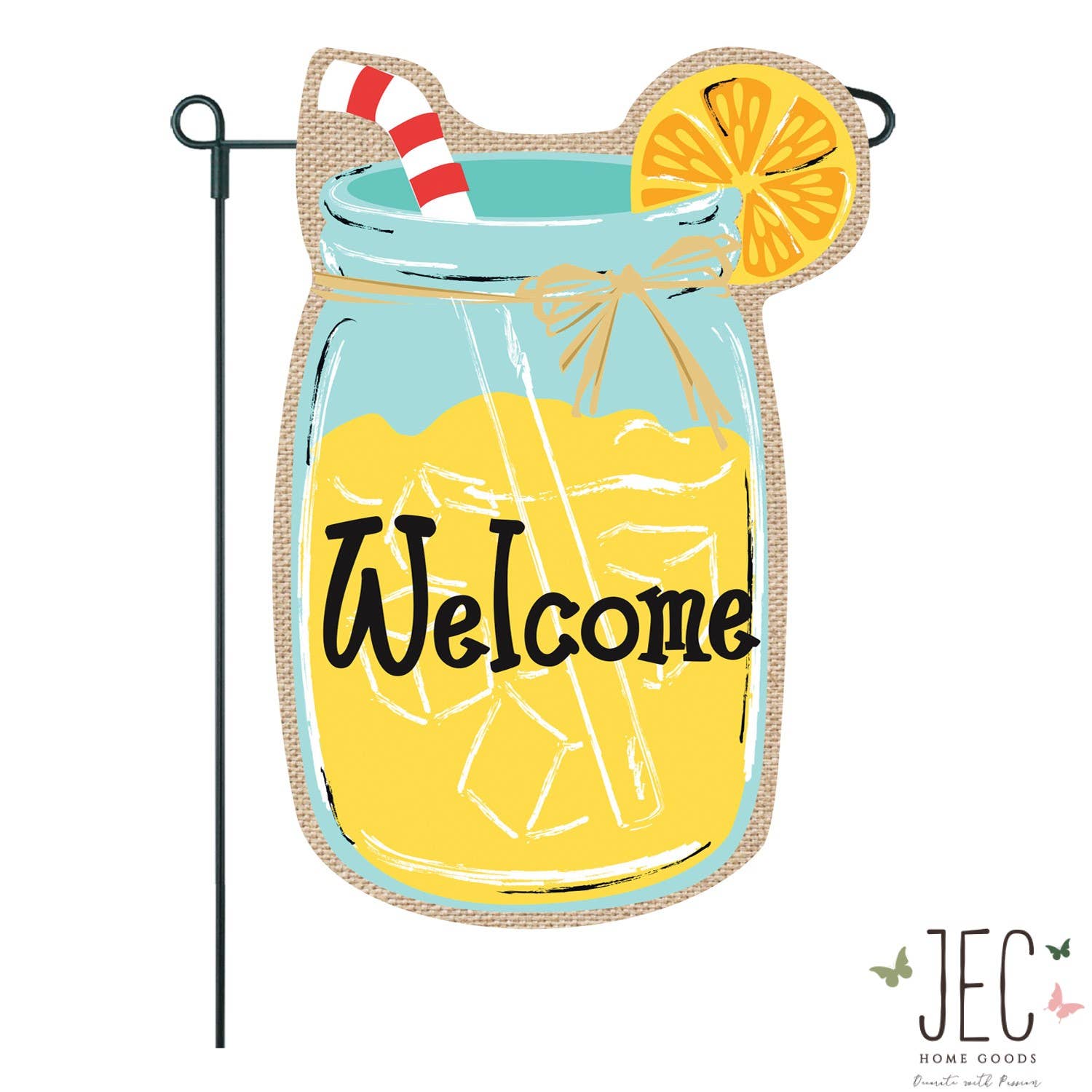 Mason Jar Lemonade Burlap 2-Sided Garden Flag - Posh West Boutique
