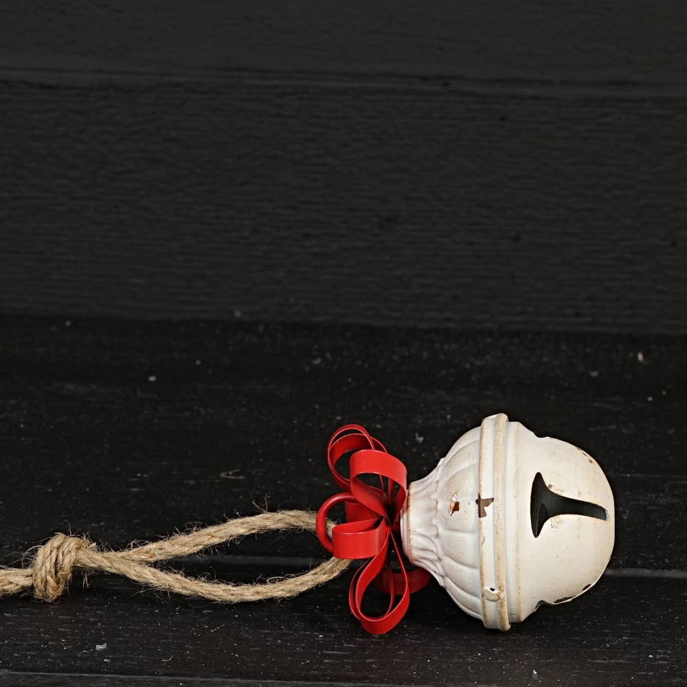 Vintage white nutshell bell w. metal bow - Posh West Boutique