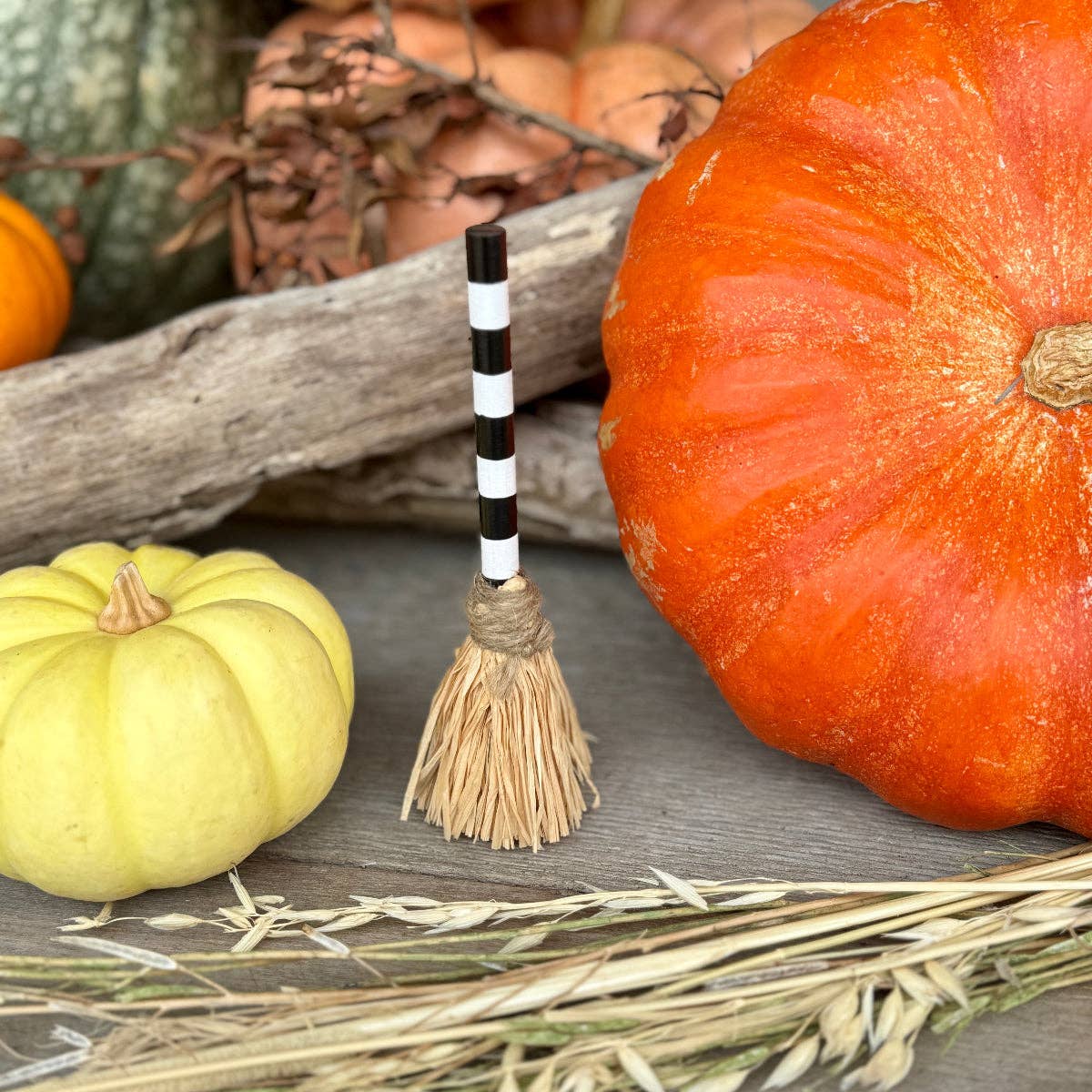 6" BW Wooden Halloween Broom - Posh West Boutique