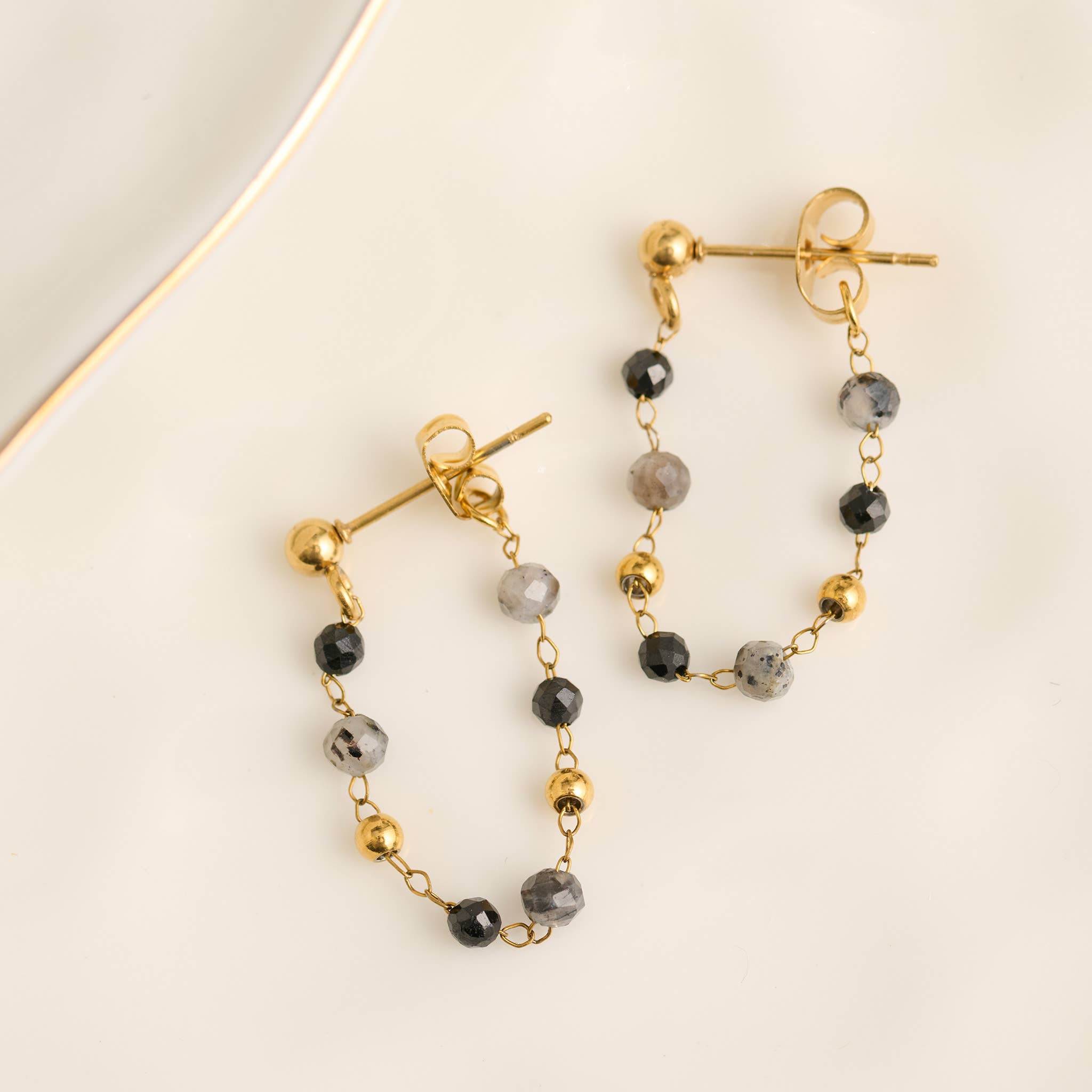 Waterproof Apatite Earrings Gemstone Beaded Drop