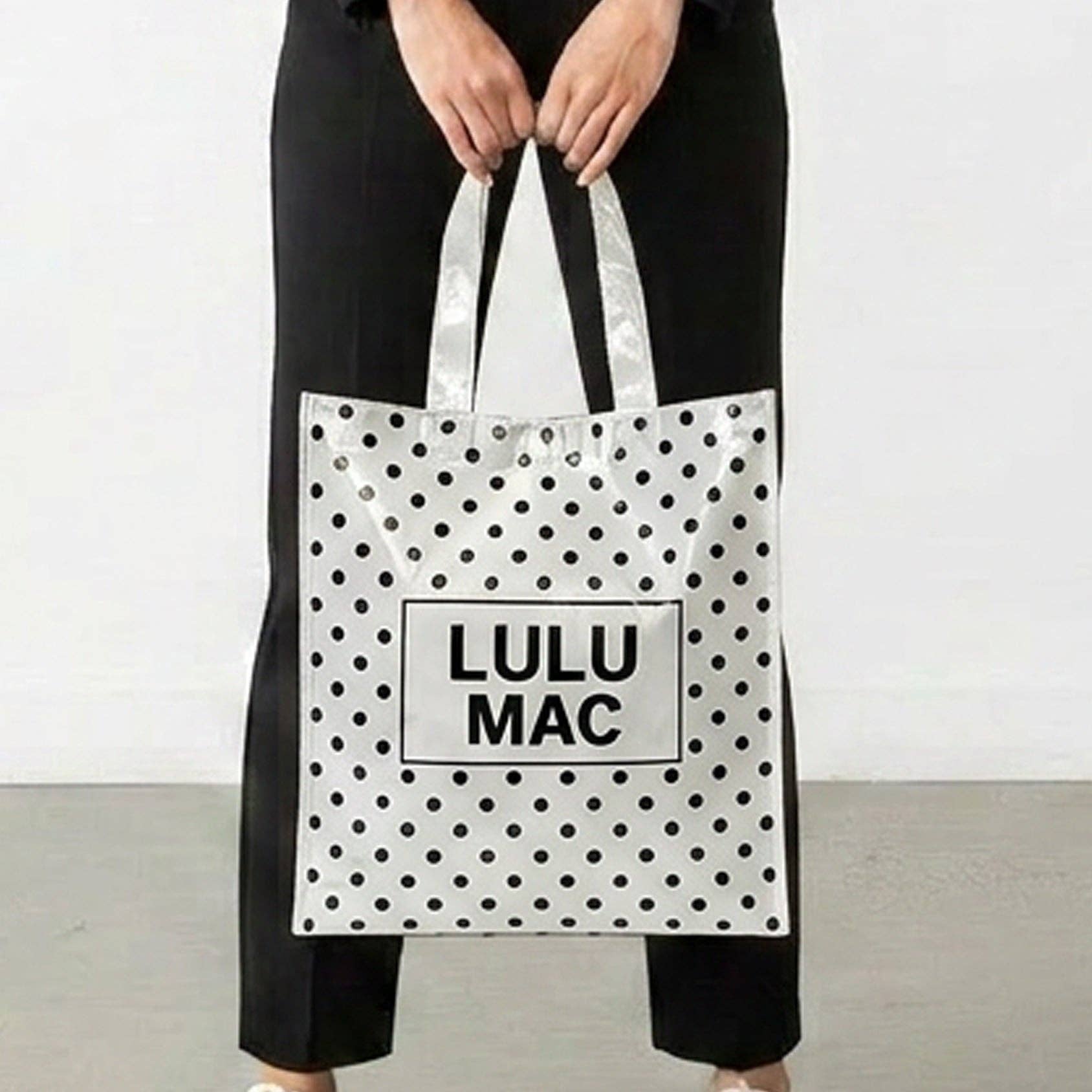 White with Black Reusable Tote Bag