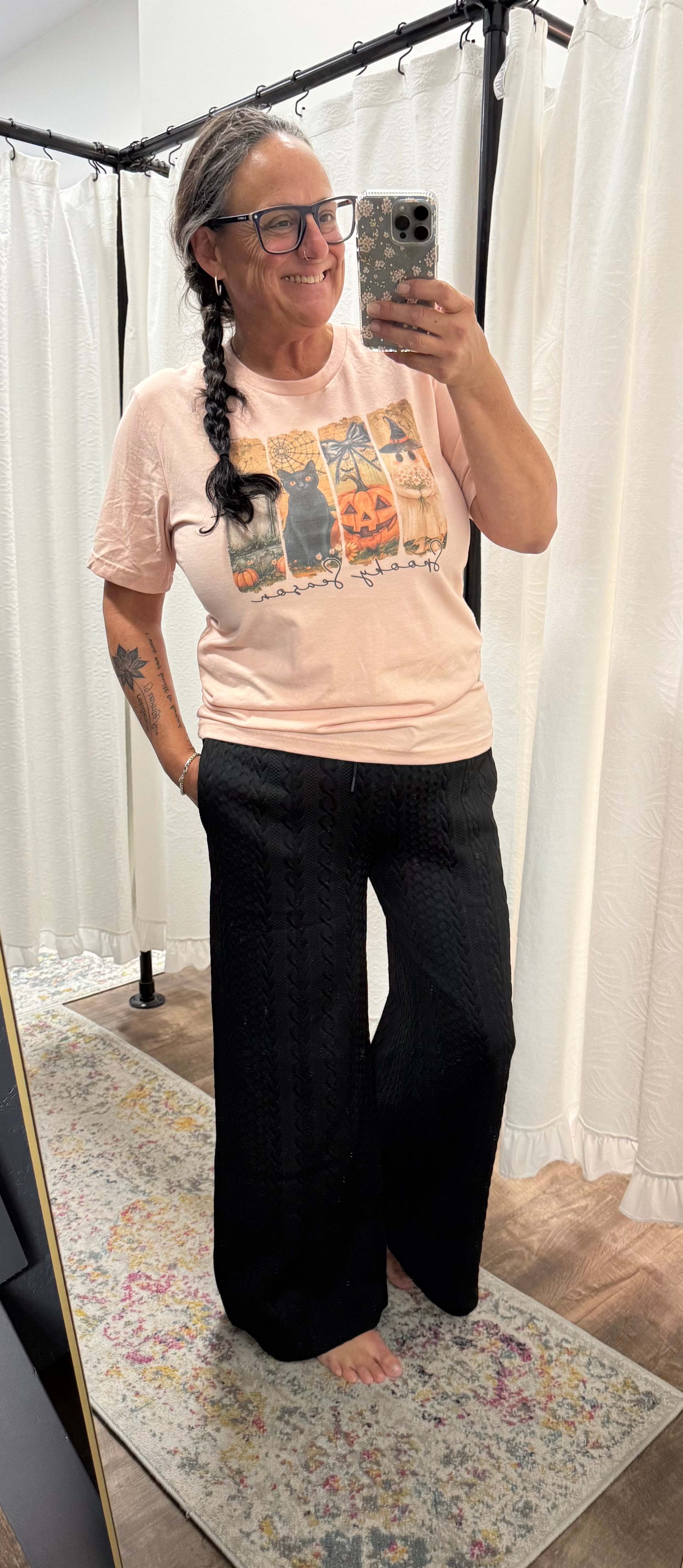 Halloween Spooky Season Panel Graphic Tee - Posh West Boutique