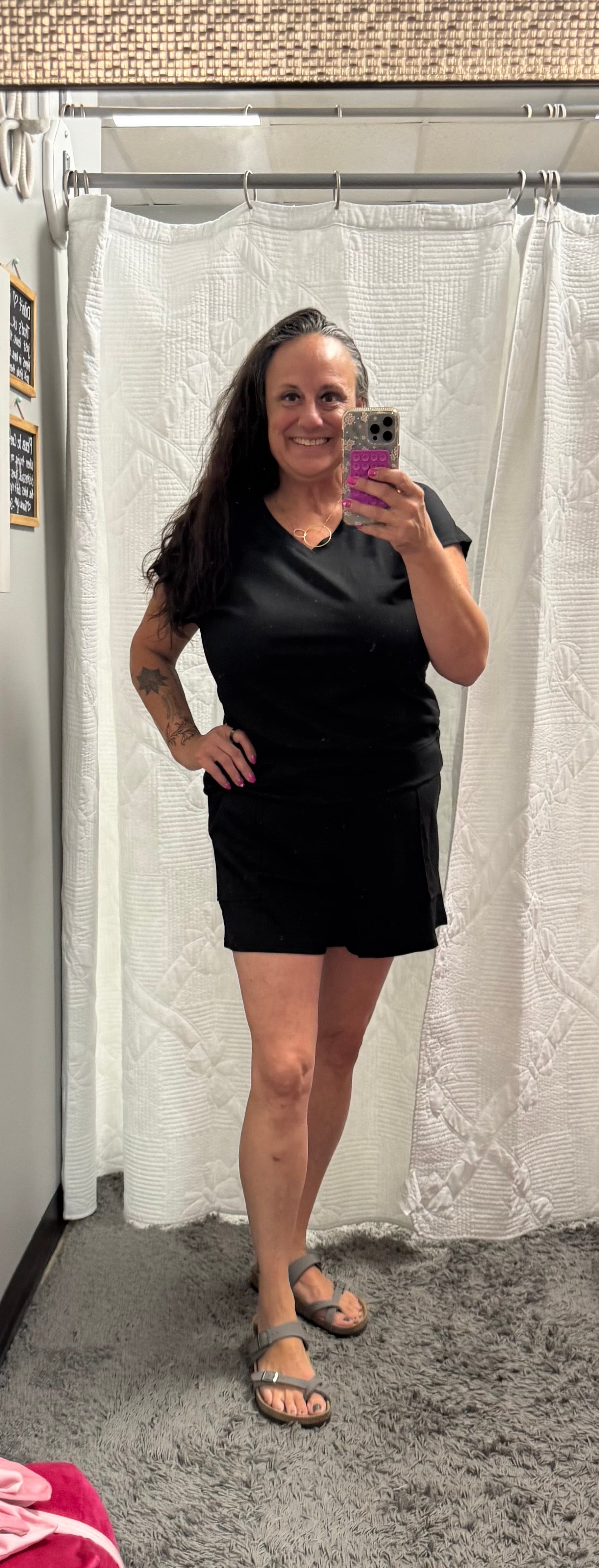 Black V Neck Short Sleeve Top & Drawstring Shorts Set
