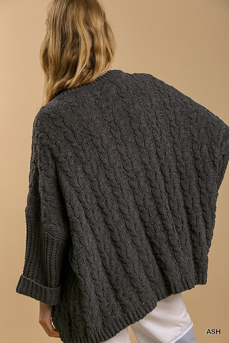 Ash Long Sleeve Cuffed Cable Knit Sweater