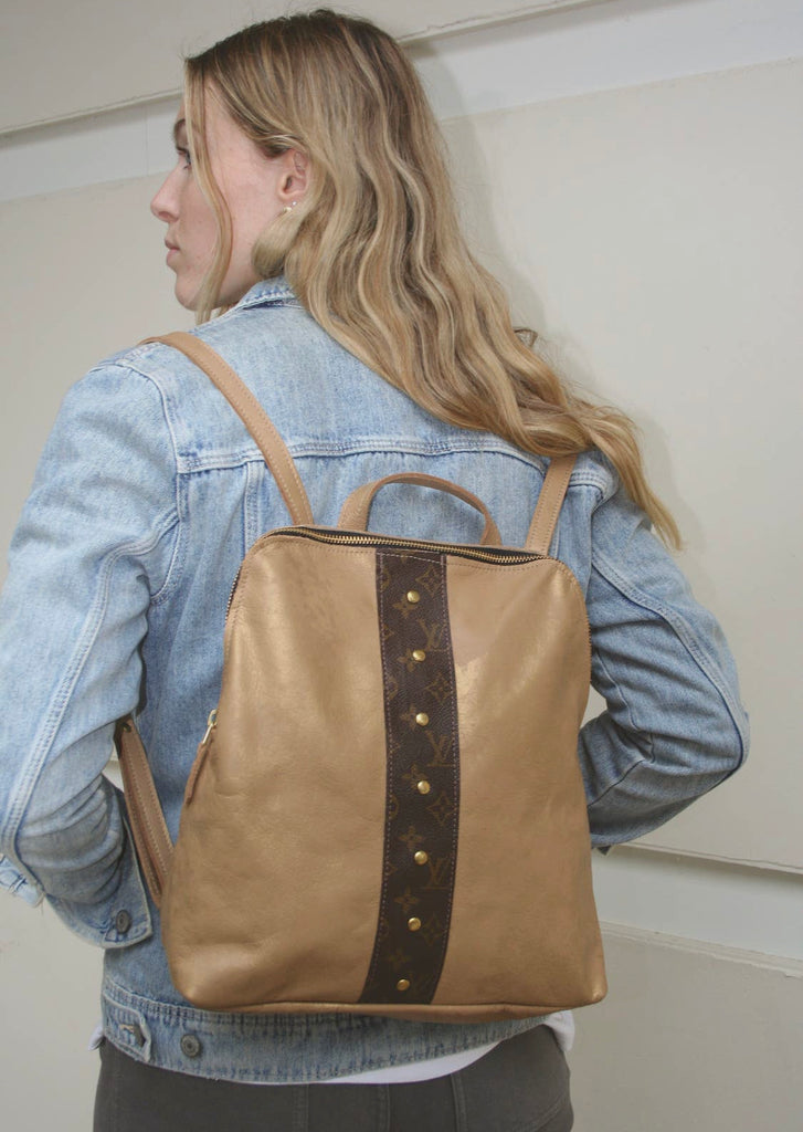 Upcycled Riley Backpack in Bronze Tan - Posh West Boutique