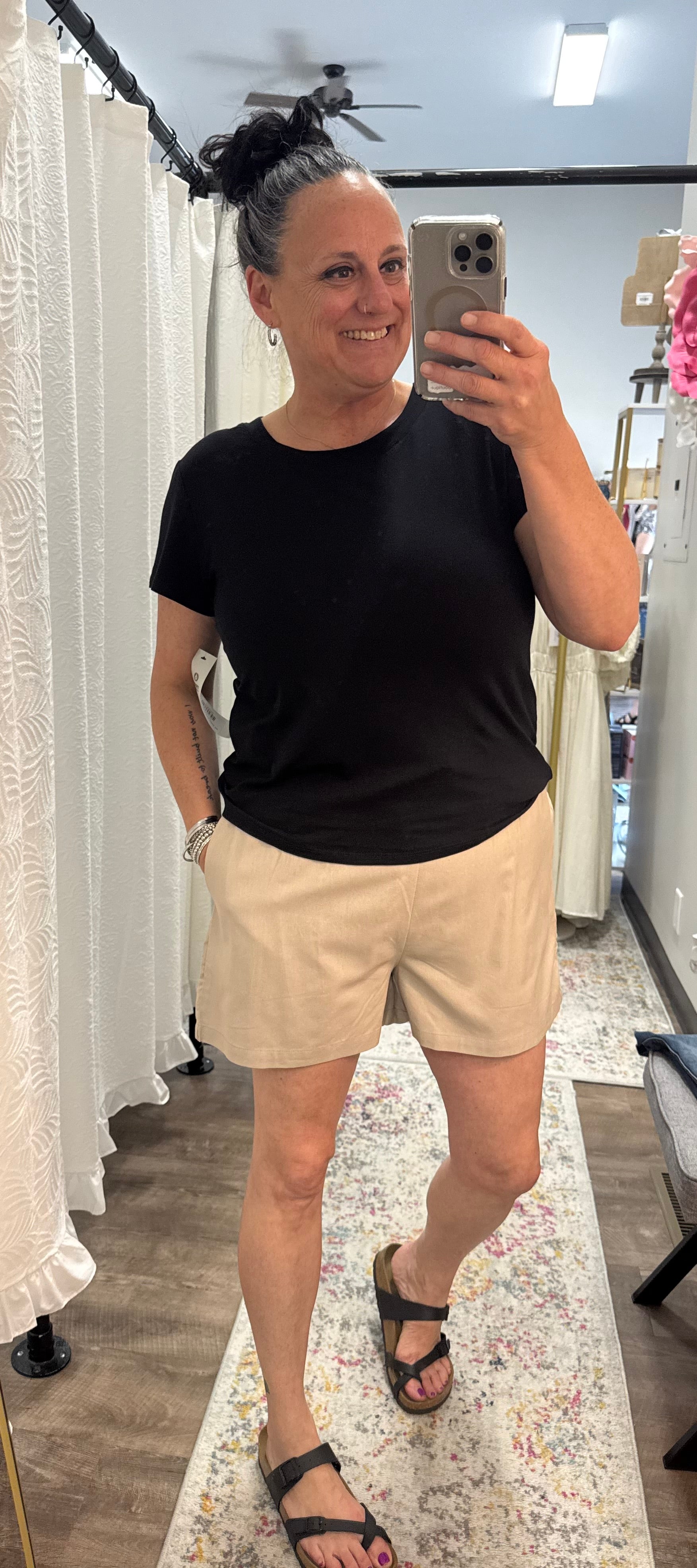 Khaki Indra Lightweight Shorts - Posh West Boutique