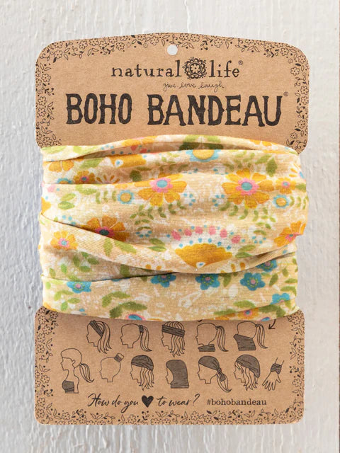 Full Boho Bandeau® Headband - Taupe Mandala - Posh West Boutique
